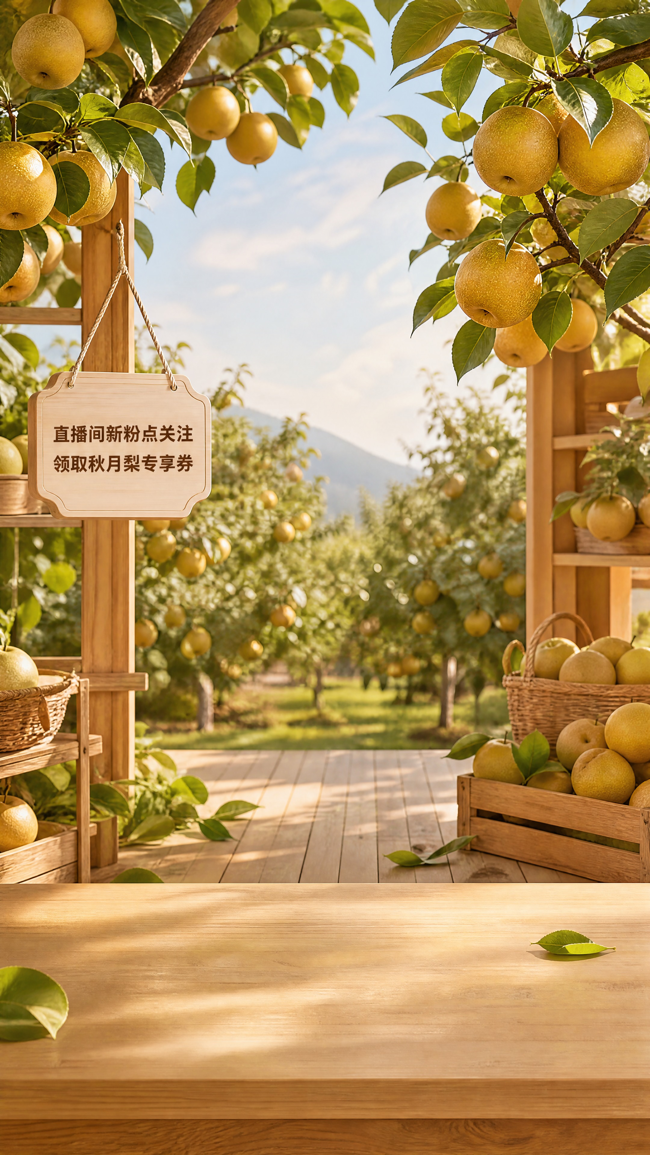 [物料] 抖音直播间 9:16 竖版直播背景图-秋月梨专场。… - 图片创意预览