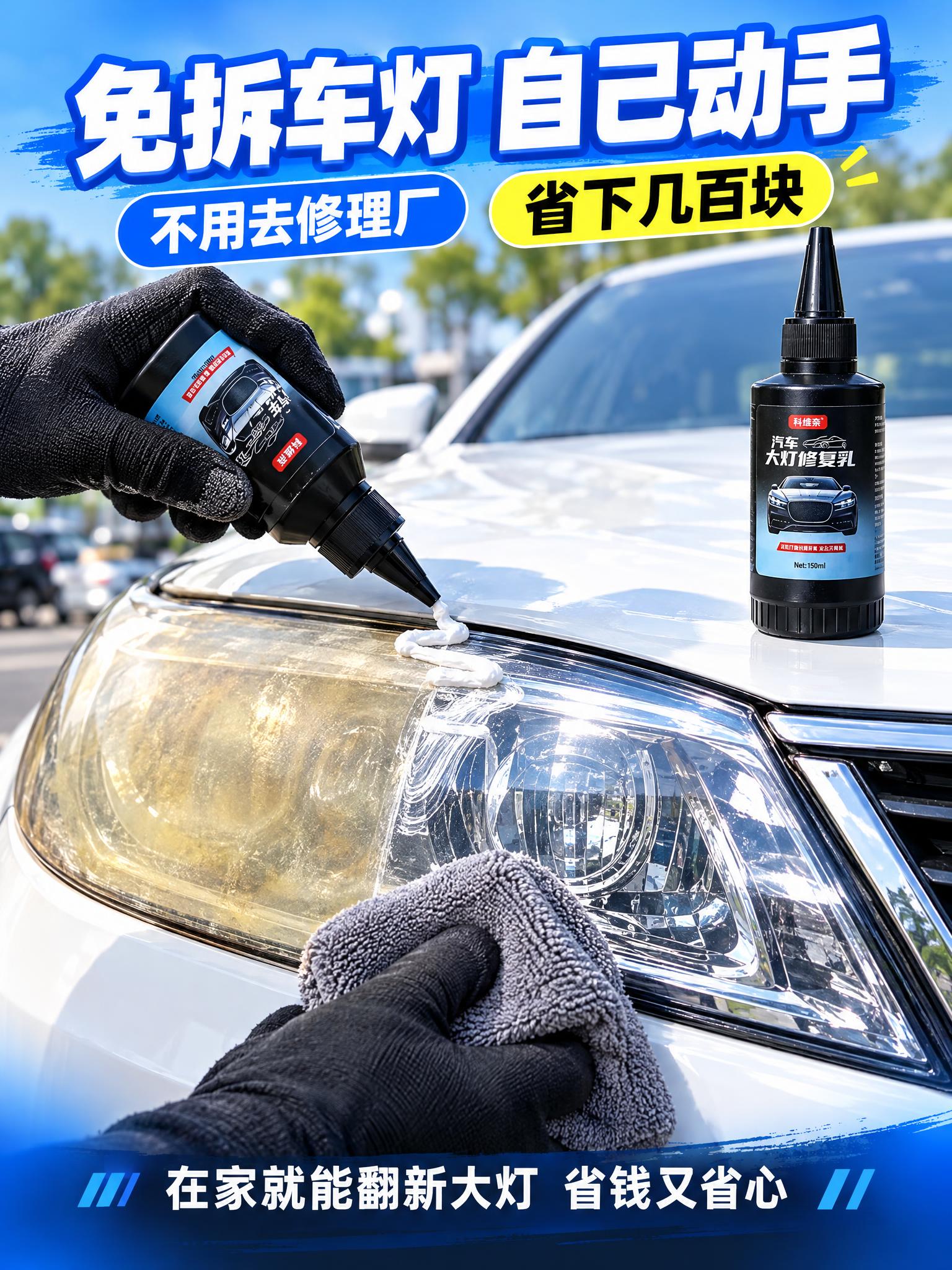 [商品] 使用【图1】科维奈汽车大灯修复乳；保留黑色尖嘴瓶盖、… - 图片创意预览
