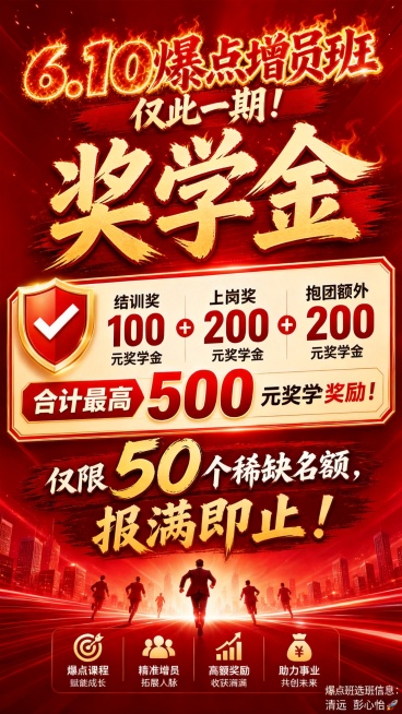 将这张海报中的所有"现金"文字修改为"奖学金"，其他内容和整体红金火焰风格保持不变预览效果