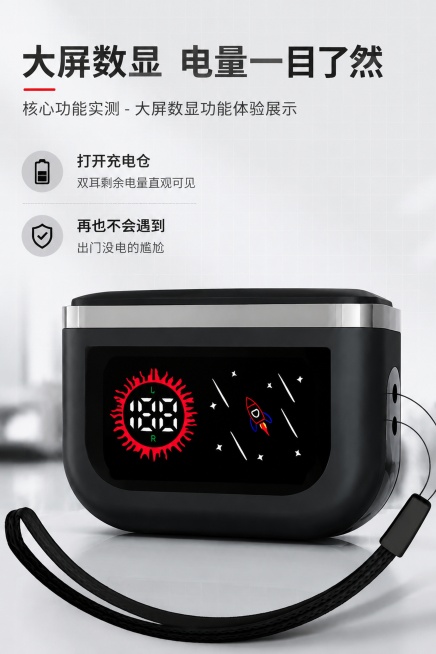 「图片1」「图片1」「图片1」1：做8张电商详情图
2：蓝牙版本5.4
3：图片像素790*1200
4：图片内存大小3M以内
5：耳机带数显，充点仓屏显，蓝牙耳机
6：经典简约蓝牙耳机
7：F13铜预览效果