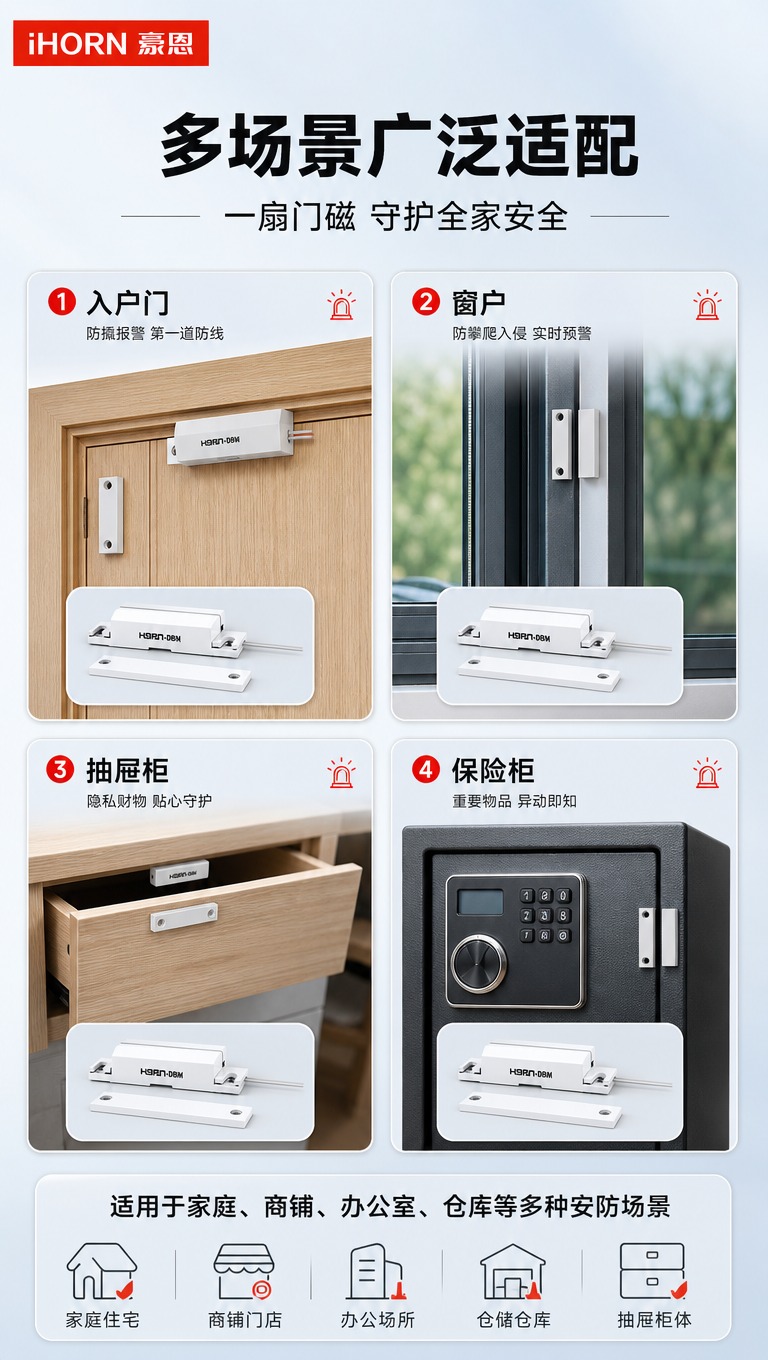 [商品] 使用【图1】门磁系列产品图，选取明装型和嵌入式各一款… - 图片创意预览
