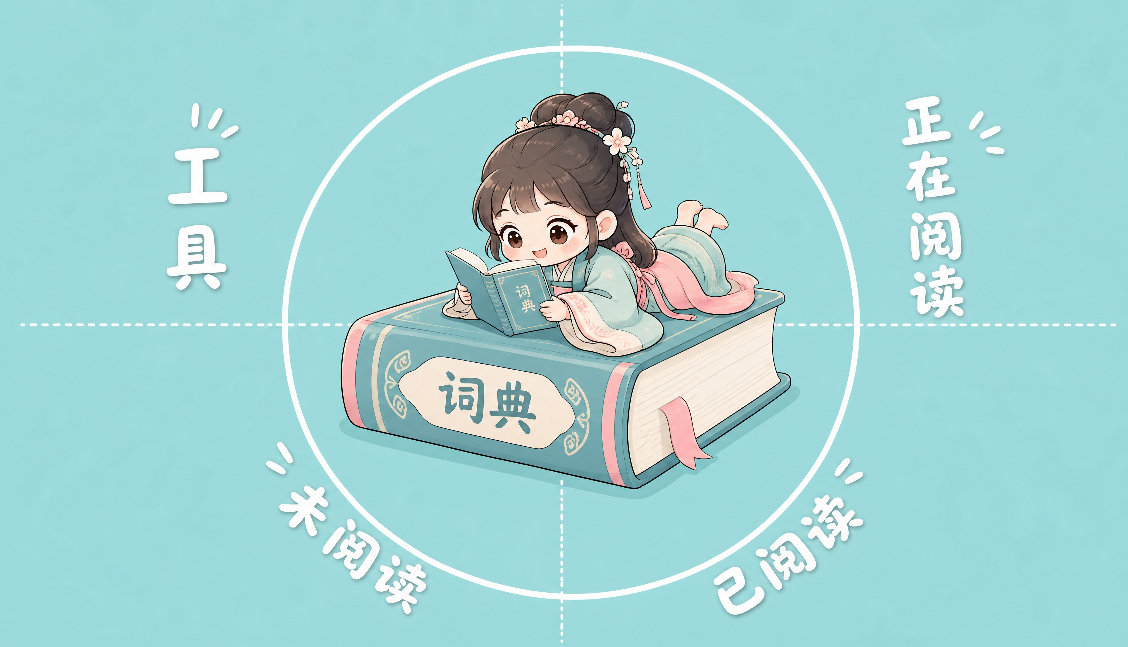 8K超清卡通插画，护眼色主色调，整体配色为tiffany蓝色、… - 图片创意预览
