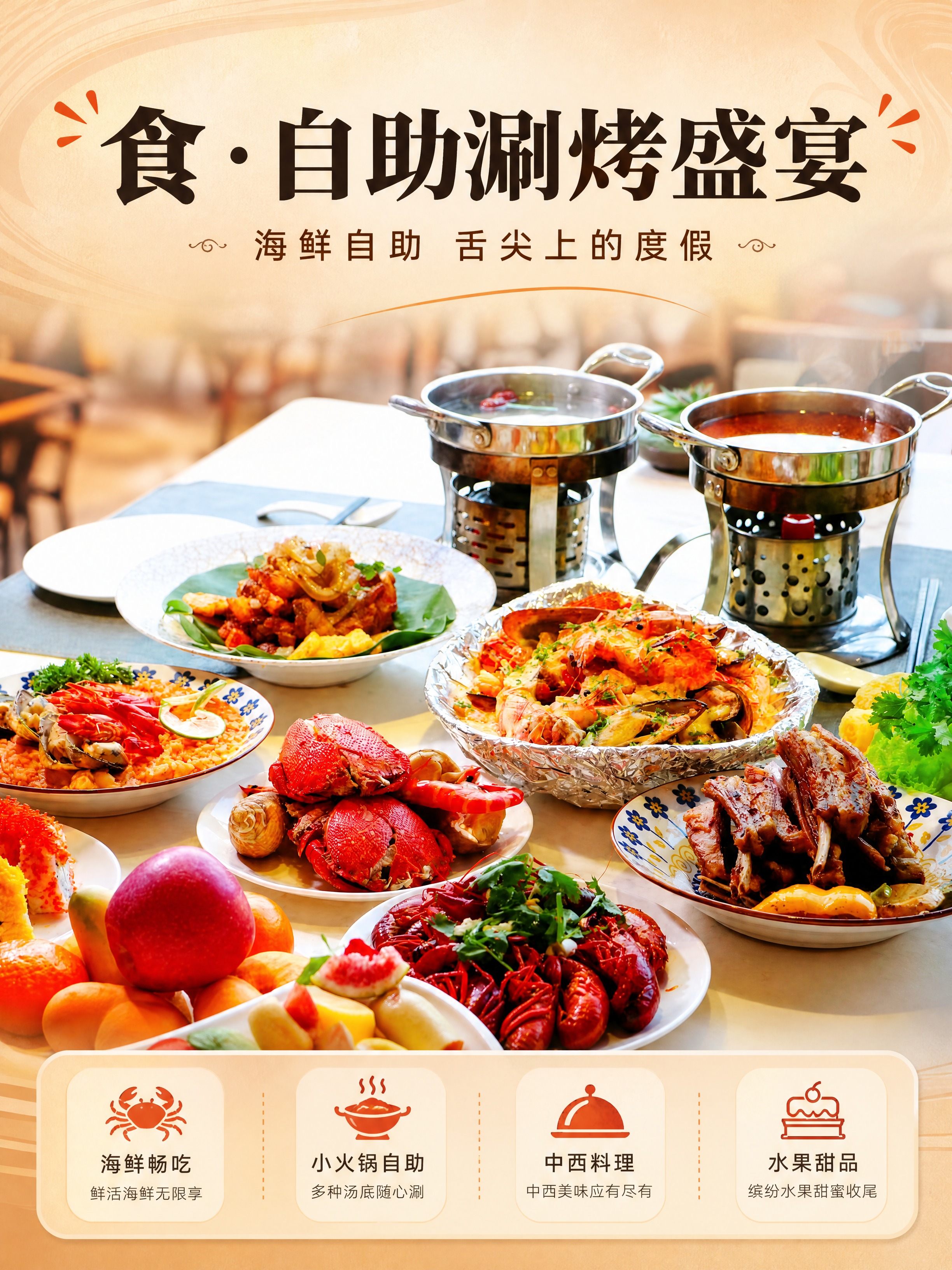 [商品] 使用【图8】自助涮烤场景；保留丰盛的海鲜大餐（龙虾、… - 图片创意预览