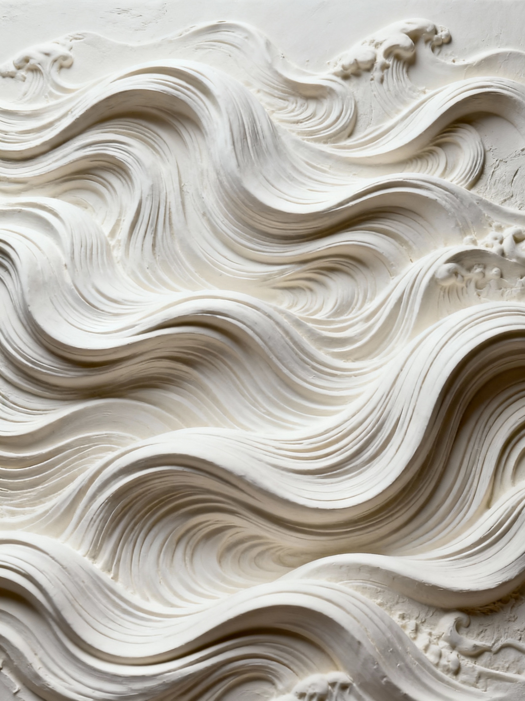 一张呈现出高度统一纯白色调的3D立体浮雕艺术作品，画面中充满了… - 图片创意预览