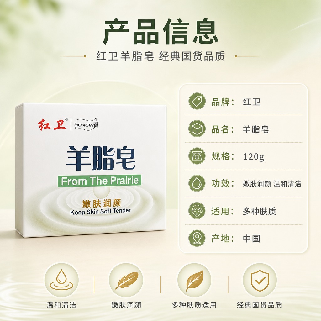 [商品] 使用【图1】红卫羊脂皂产品包装盒；保留白色纸盒外观、… - 图片创意预览