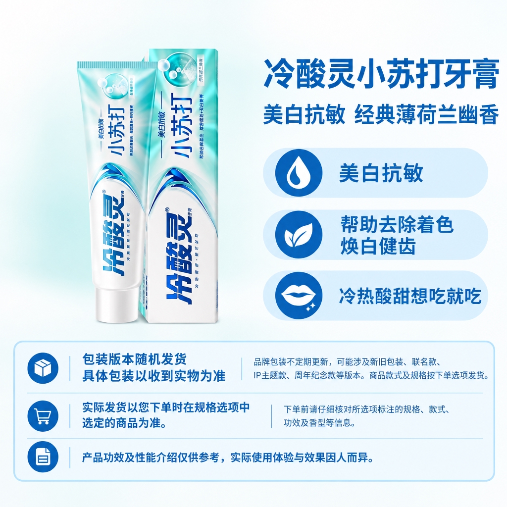 复刻指定电商主图版式，1:1方图。左侧商品区放置冷酸灵小苏打美… - 图片创意预览