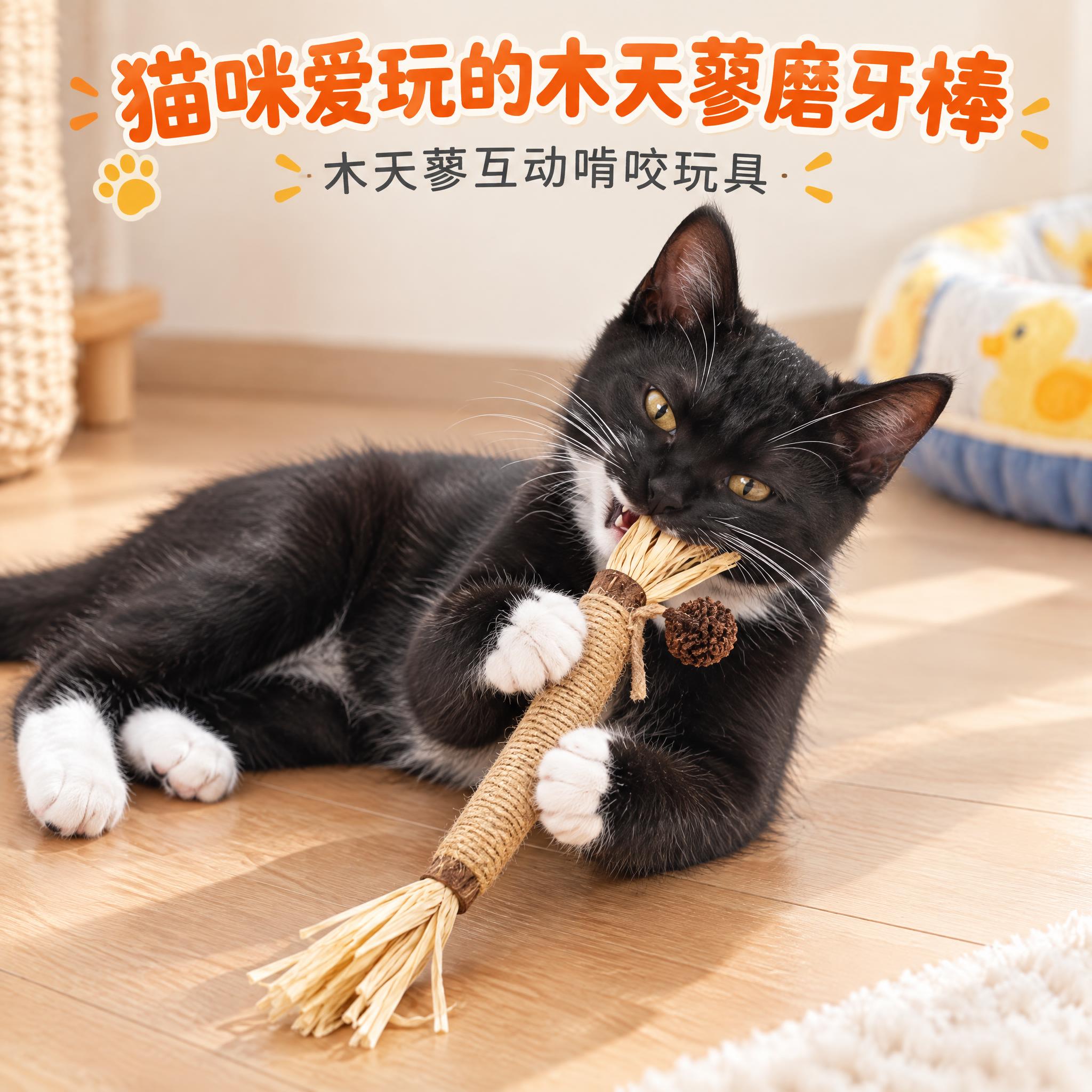淘宝电商主图，1:1正方形构图。一只黑白奶牛猫（白胸口、白爪子… - 图片创意预览