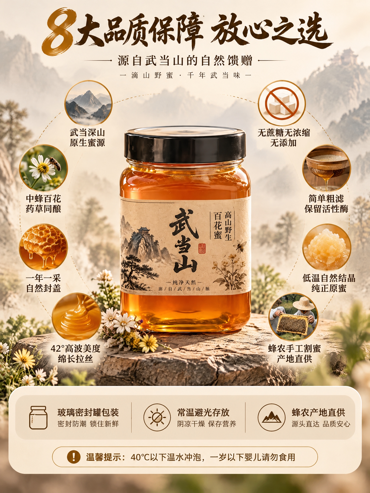 [商品] 使用参考蜂蜜罐产品图；保留方形玻璃罐、黑色旋盖、琥珀… - 图片创意预览