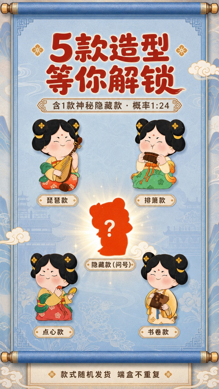 [商品] 使用【图3】唐小主盲盒款式展示面；保留4款公开造型（… - 图片创意预览