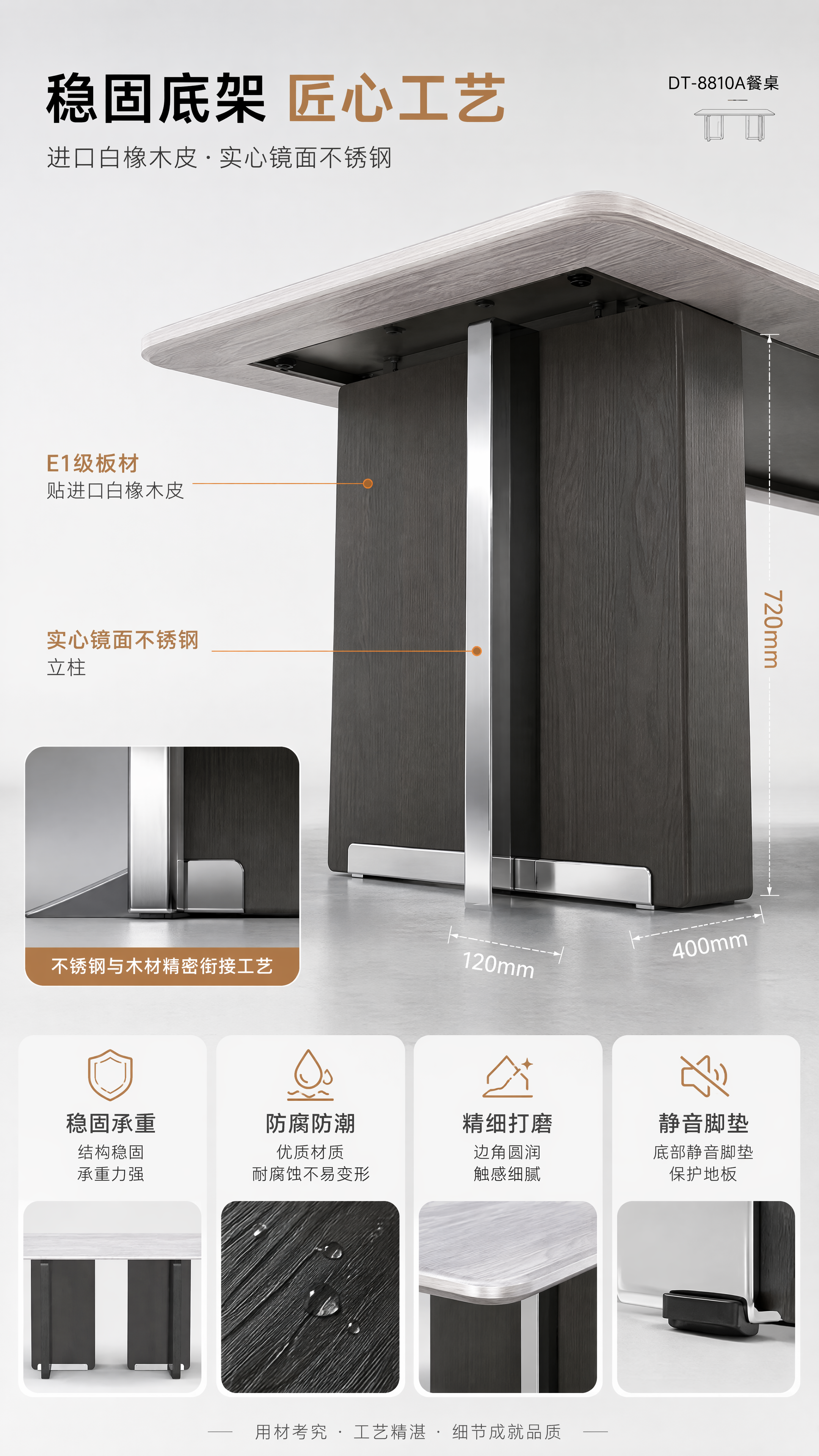 [第4张] 底架结构解析页 - DT-8810A餐桌白橡木皮+… - 图片创意预览