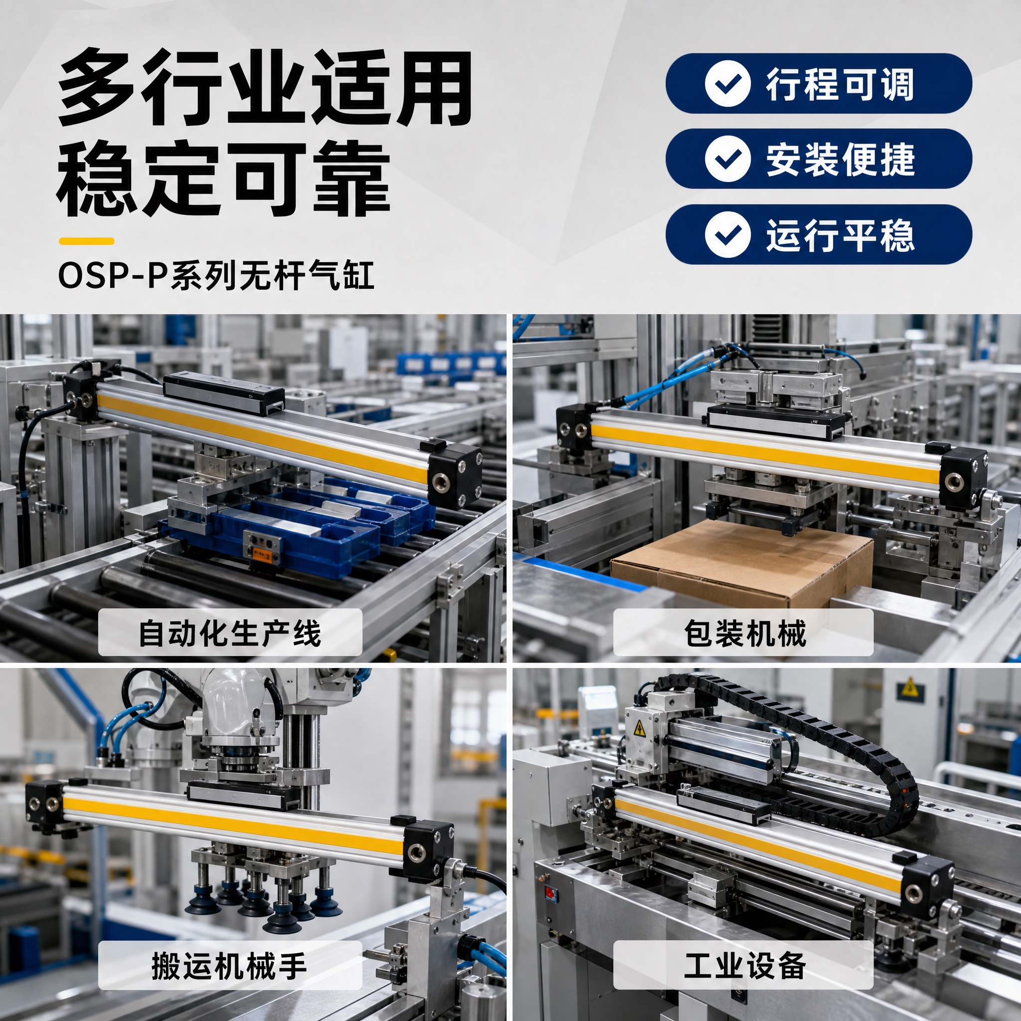 [主图-4] 应用场景与行业适配图，主题为无杆气缸多行业应用场… - 图片创意预览