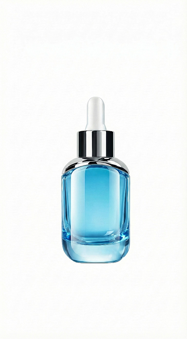 优化这张图的滴管部分质感，电镀质感加强对比，瓶身更接近玻璃，整体提升质感