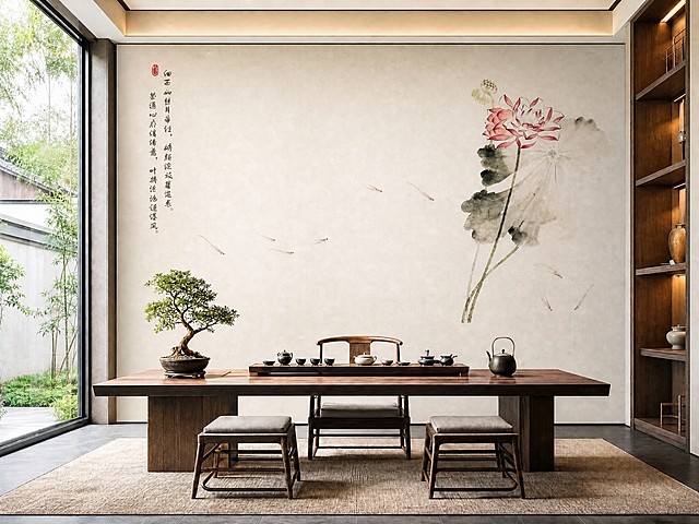 提高整张图的整体亮度，让画面更明亮通透；同时提高背景墙图案的色彩饱和度，使背景墙上的图案色彩更鲜明饱满，保持场景整体色调风格不变，画面真实自然，超写实摄影效果