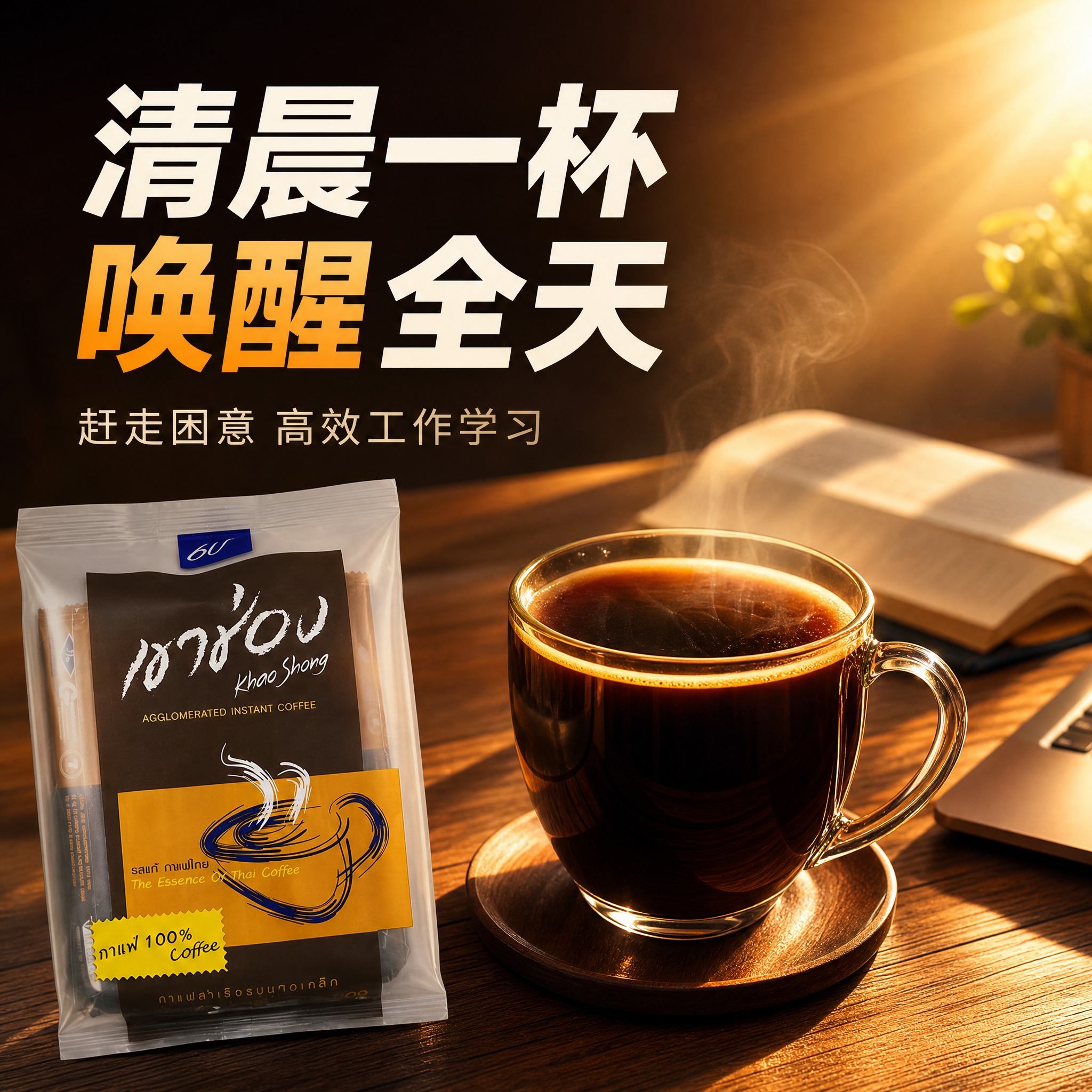 [主图-6] 泰国高崇黑咖啡 提神卖点 唤醒活力。 [统一基调… - 图片创意预览
