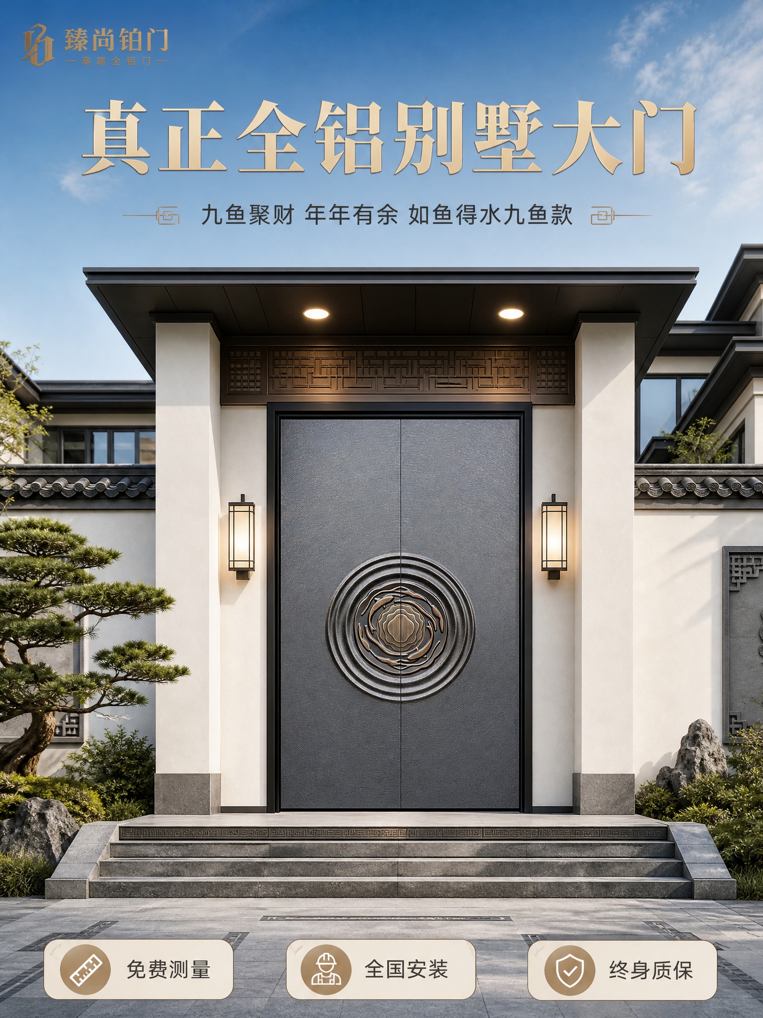 [商品] 使用【图1】臻尚铂门如鱼得水九鱼款全铝别墅大门；保留… - 图片创意预览