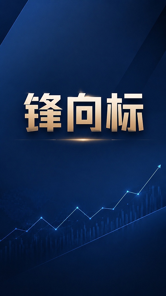 基于原图修改，保留整体深蓝色高级商务背景和风格，只保留主标题"锋向标"三个大字，移除画面中所有其他文字和二维码占位区域，优化字体质感和光影，让整体更极简高级，保持9:16竖版比例