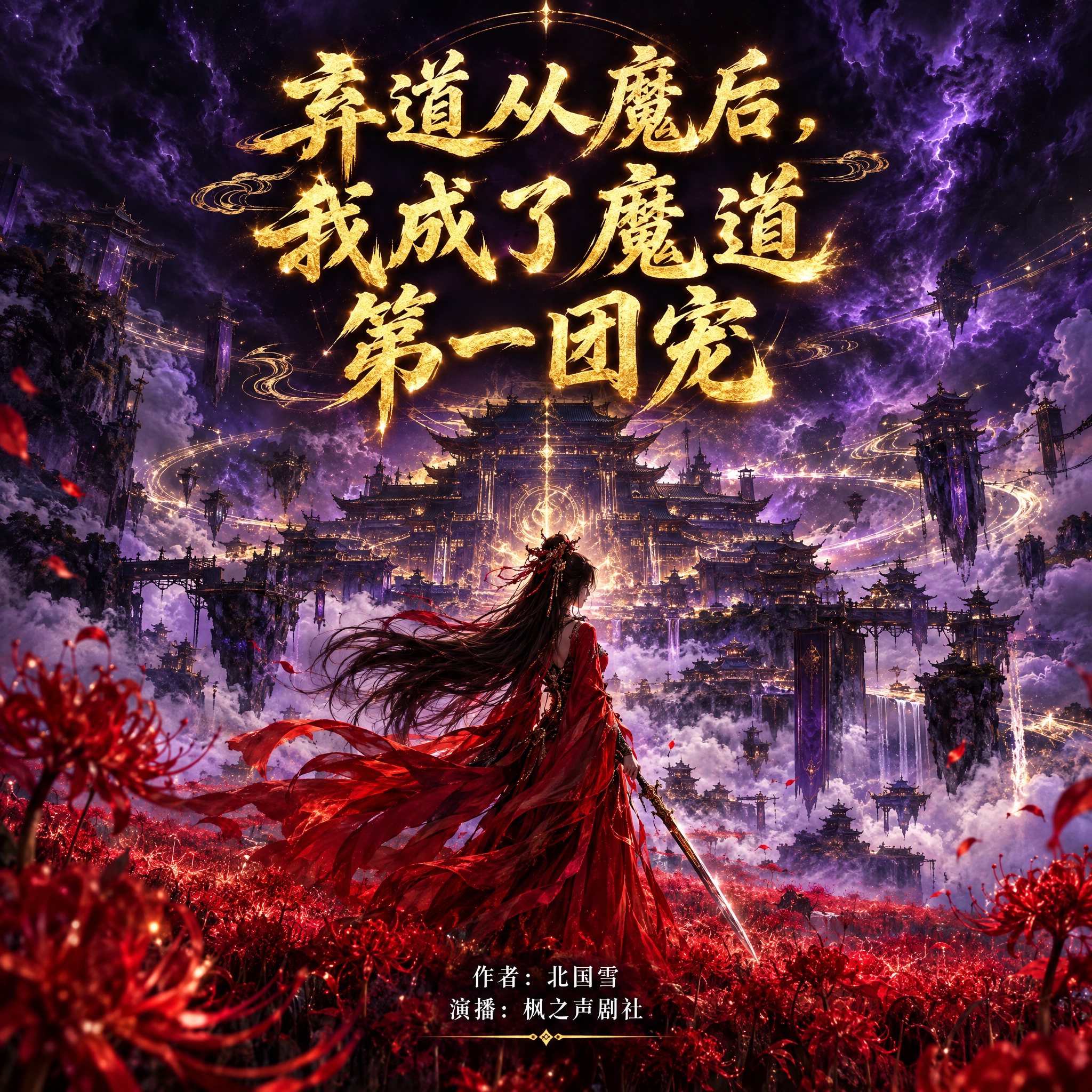 一张正方形（1:1）中国仙侠玄幻风格的书籍封面，暗黑修真风格，… - 图片创意预览