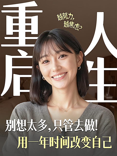 重启人生个人成长情感生活自媒体博主人像大字风视频封面小红书封面