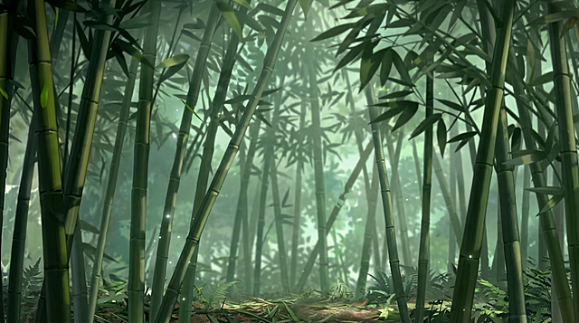 去掉画面中的人物和所有文字信息，只保留竹林背景，高清放大，保持原竹林背景风格和构图不变