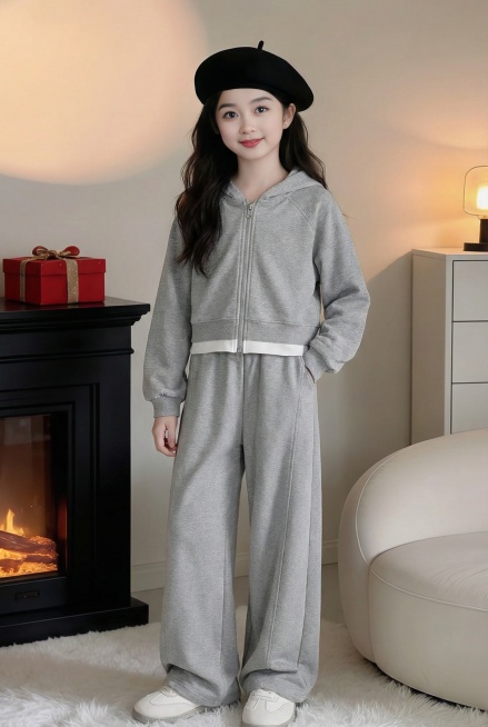 把图1的衣服和裤子给图的2的人物穿上，保留原场景光影，保持图2的人物的五官和发型不变，图片宽高尺寸不变，背景不变，人物姿势不变，保持图1的衣服的款式和颜色不变预览效果