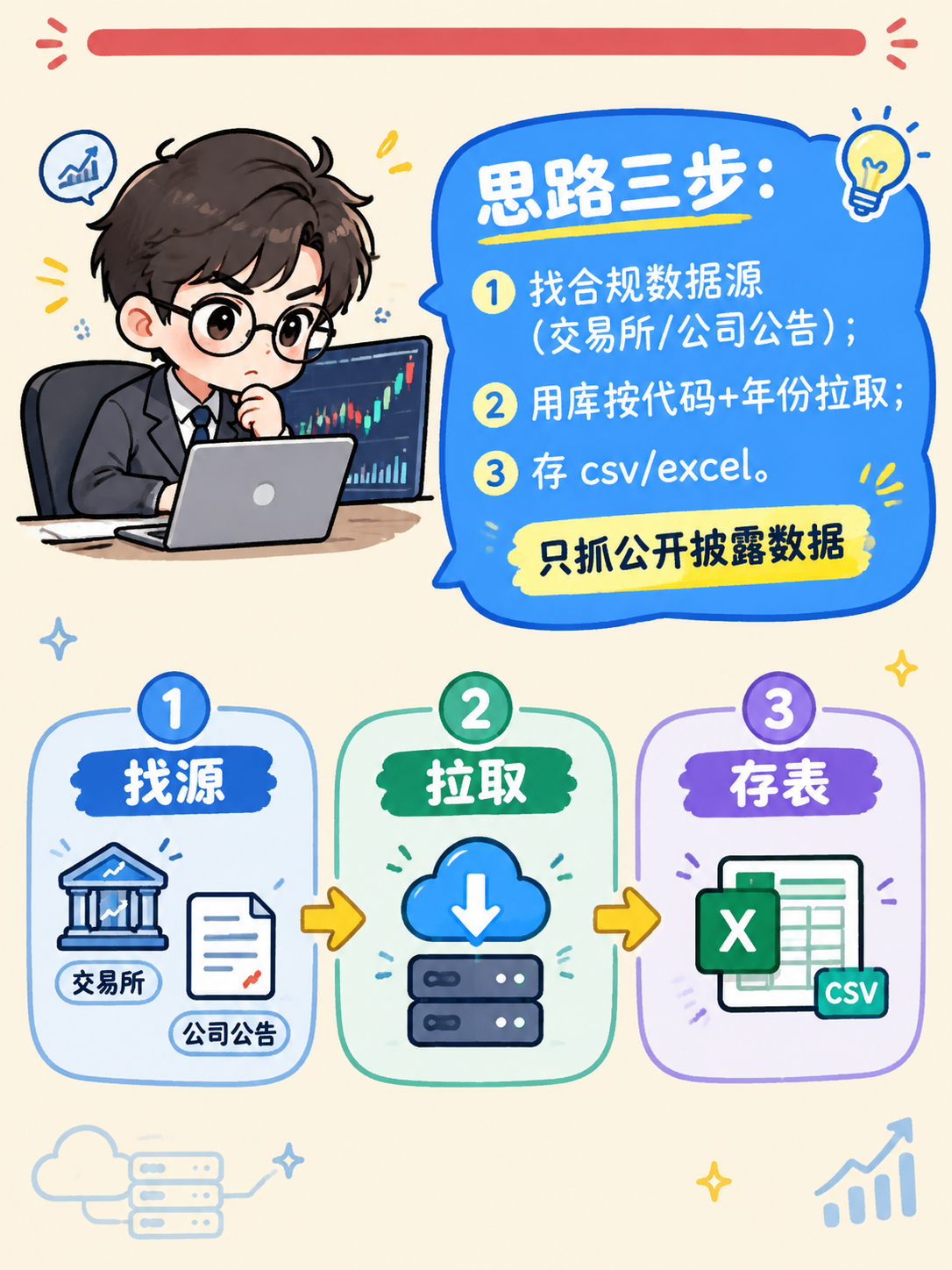 小红书竖版图文内页，Q版卡通风，米黄色背景。顶部有红色小横条装… - 图片创意预览