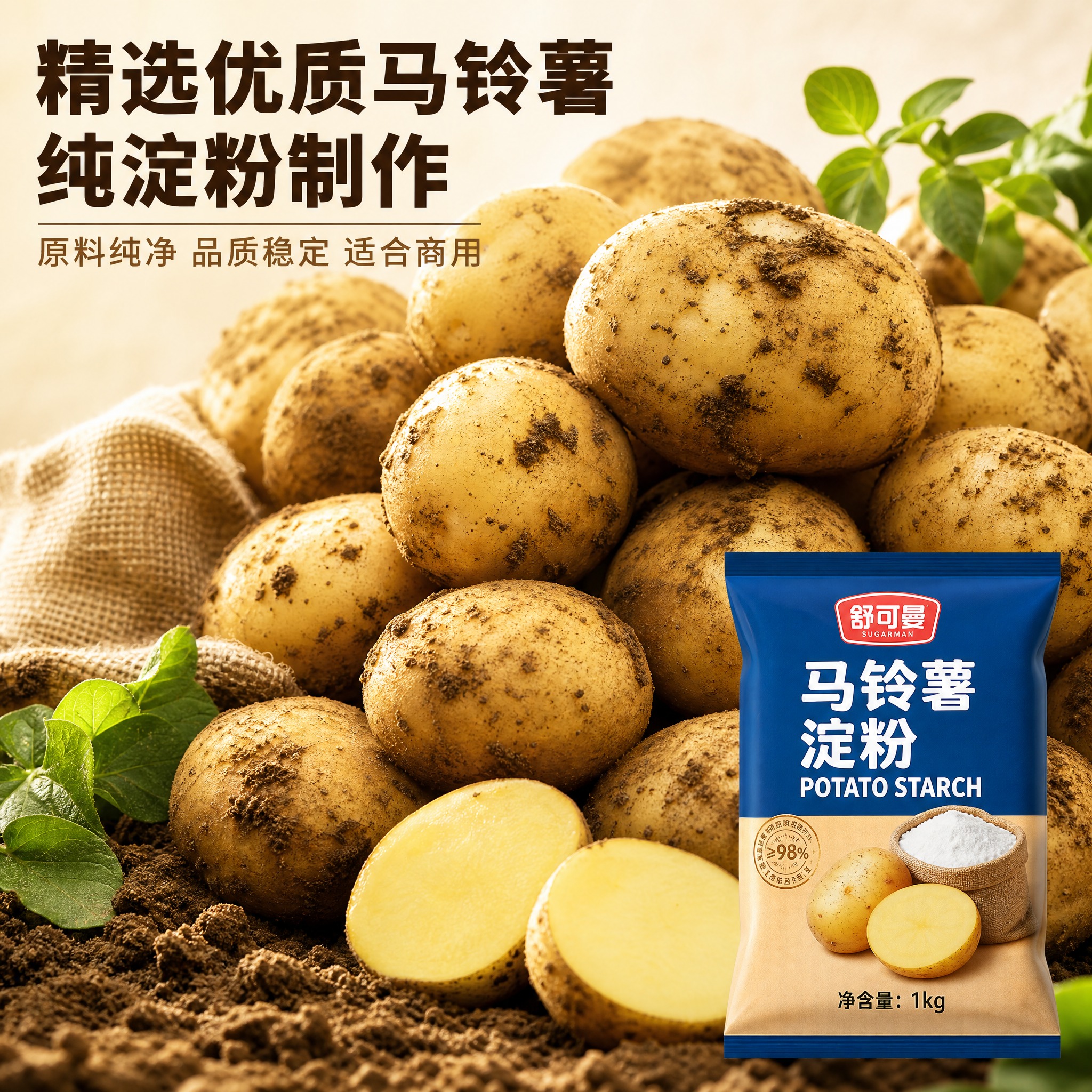 「图片1」，生成详情页，商品名称为誉粮顺牌 马铃薯淀粉 25公… - 图片创意预览