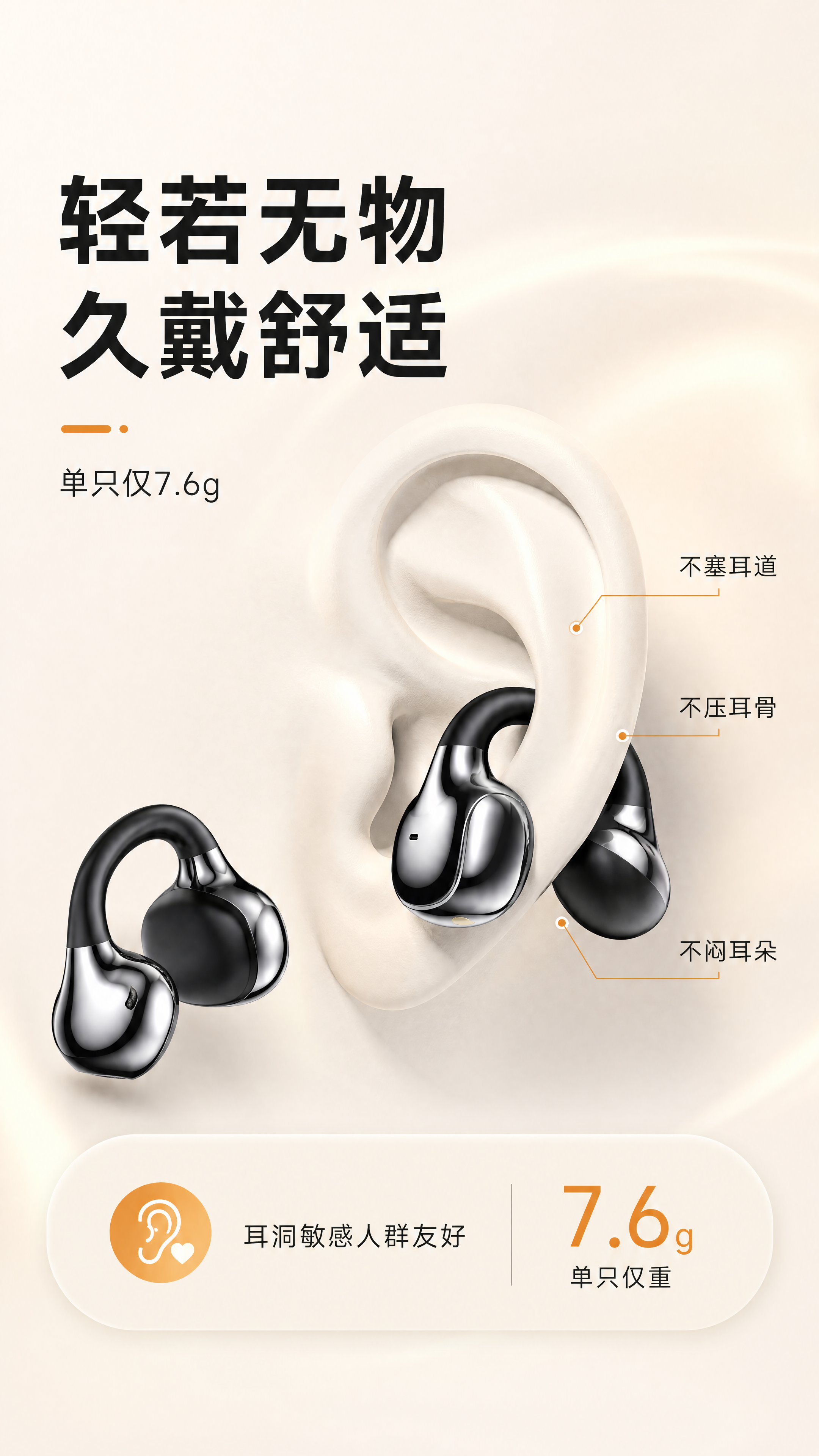[商品] 使用【图7】曜镜黑色开放式耳夹蓝牙耳机双只展示；保留… - 图片创意预览