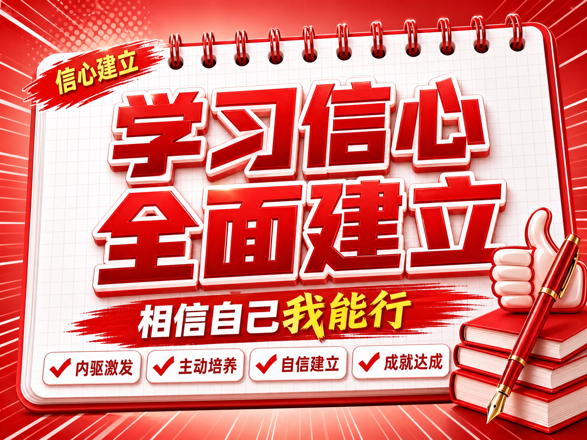 红色商务立体字风格开学季横版海报，红色线圈笔记本构图布局。画面… - 图片创意预览