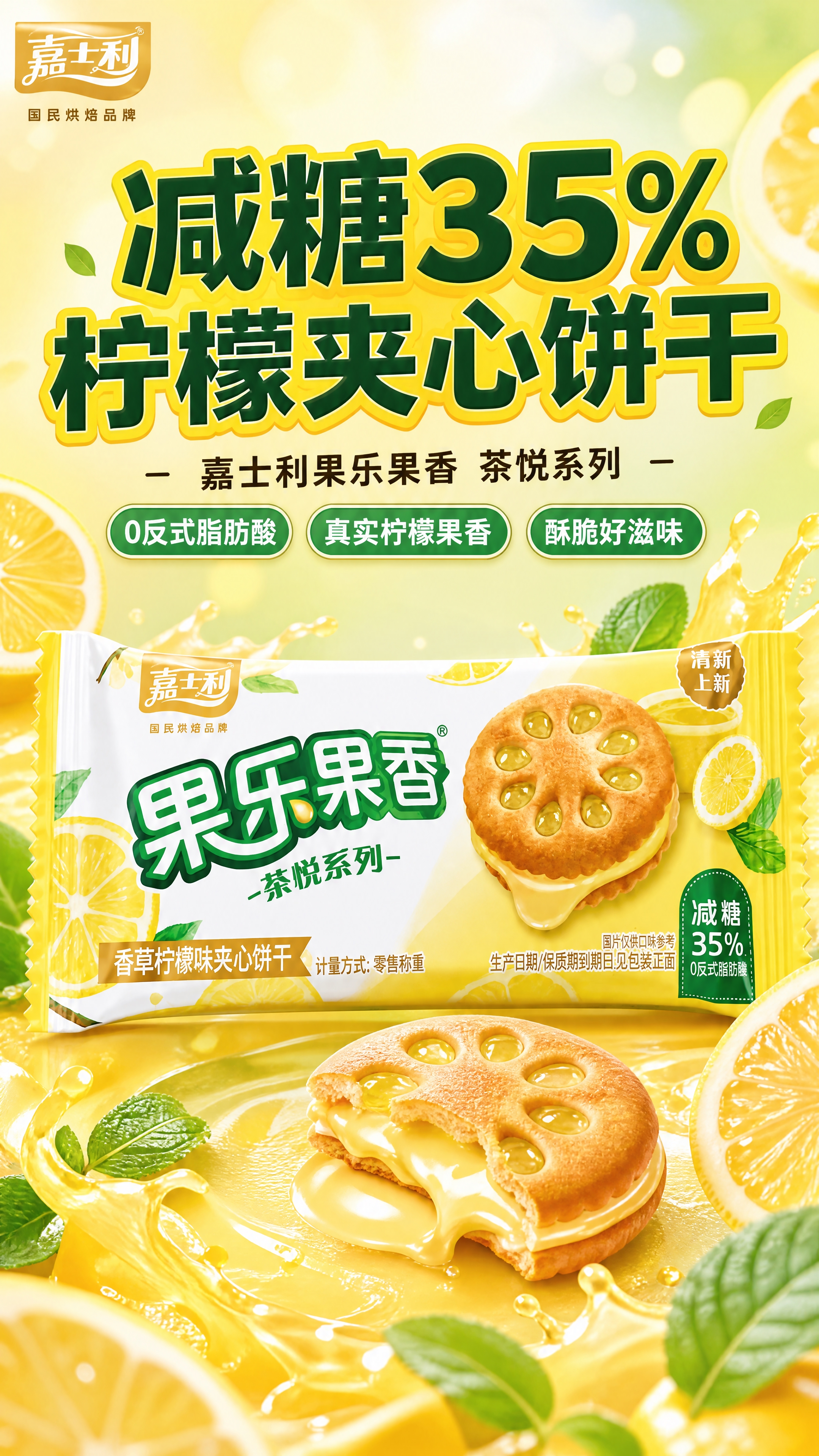 [商品] 使用【图1】嘉士利果乐果香茶悦系列香草柠檬味夹心饼干… - 图片创意预览