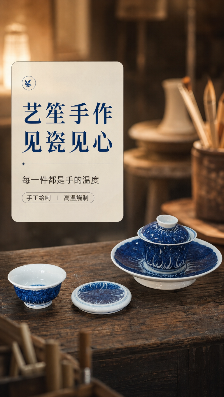 [商品] 使用【图1】艺笙手作八方来财菘叶纳祥青花盖碗套组；保… - 图片创意预览
