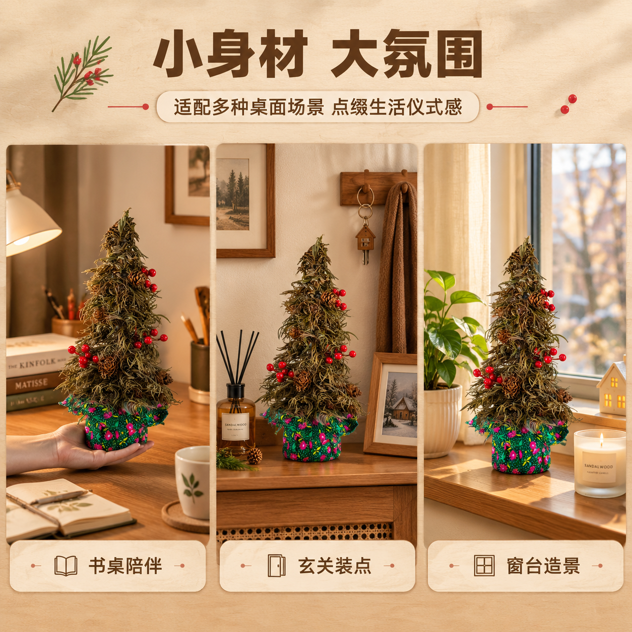 [商品] 使用【图2】干杉叶圣诞树中号款；保留干制杉树枝条、红… - 图片创意预览