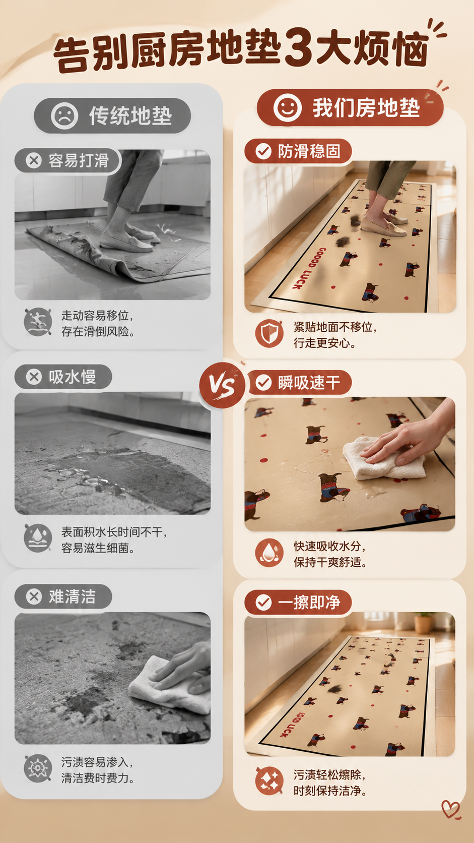 [商品] 使用【图1】腊肠狗卡通厨房长条地垫；保留浅卡其底色、… - 图片创意预览