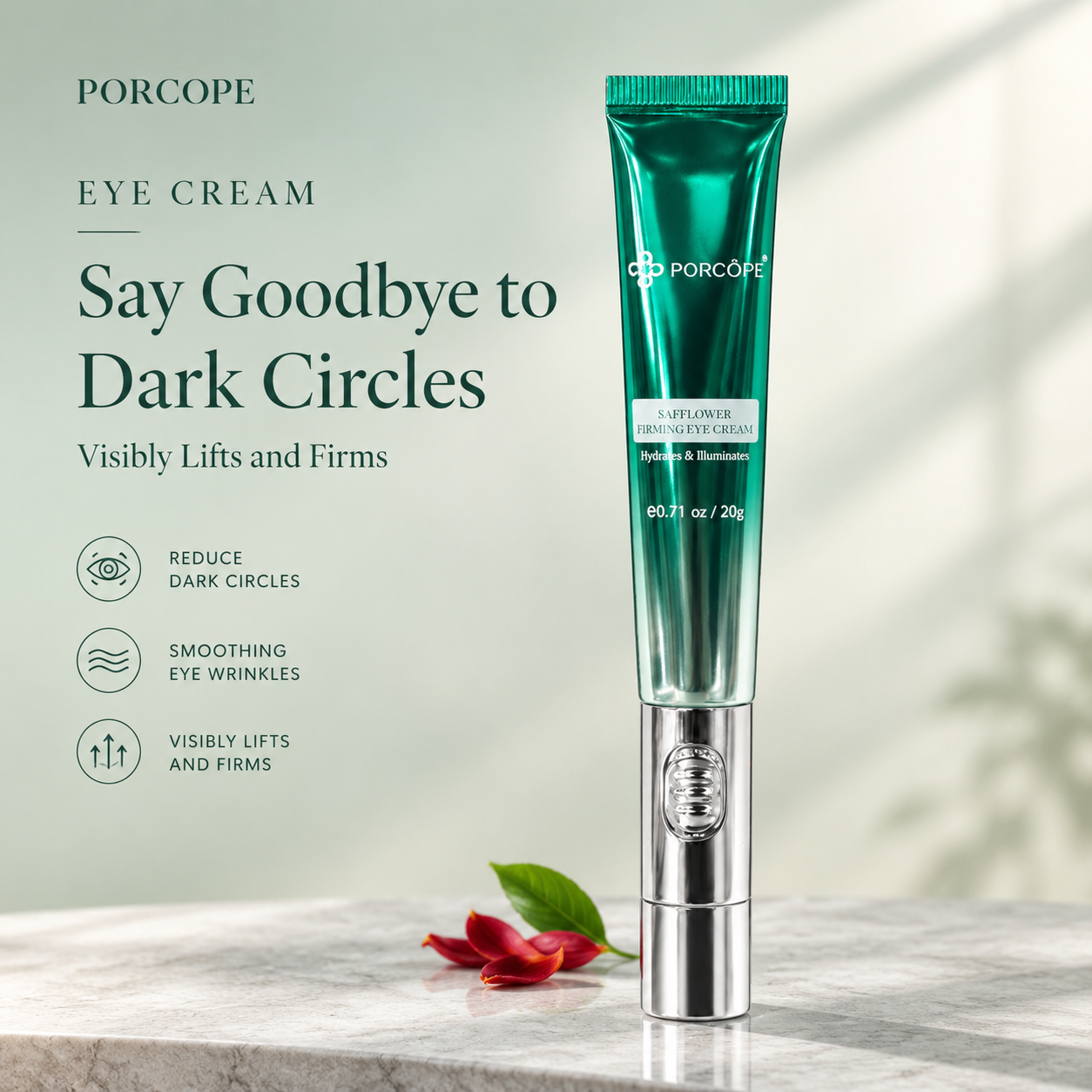 [单张主图] PORCOPE 红花紧致眼霜，高级氛围感路线，亚… - 图片创意预览