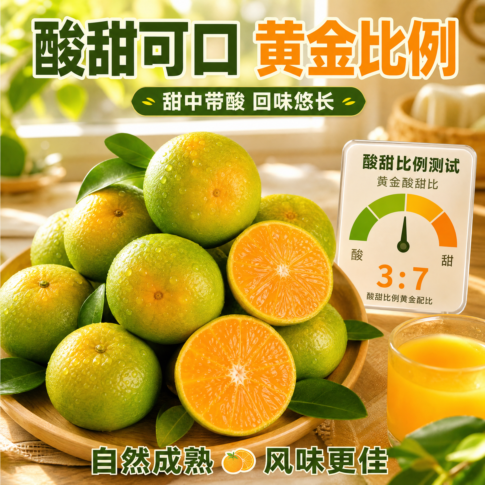 [主图-5] 口感酸甜对比图，展示蜜桔酸甜适口的风味特点。 [… - 图片创意预览