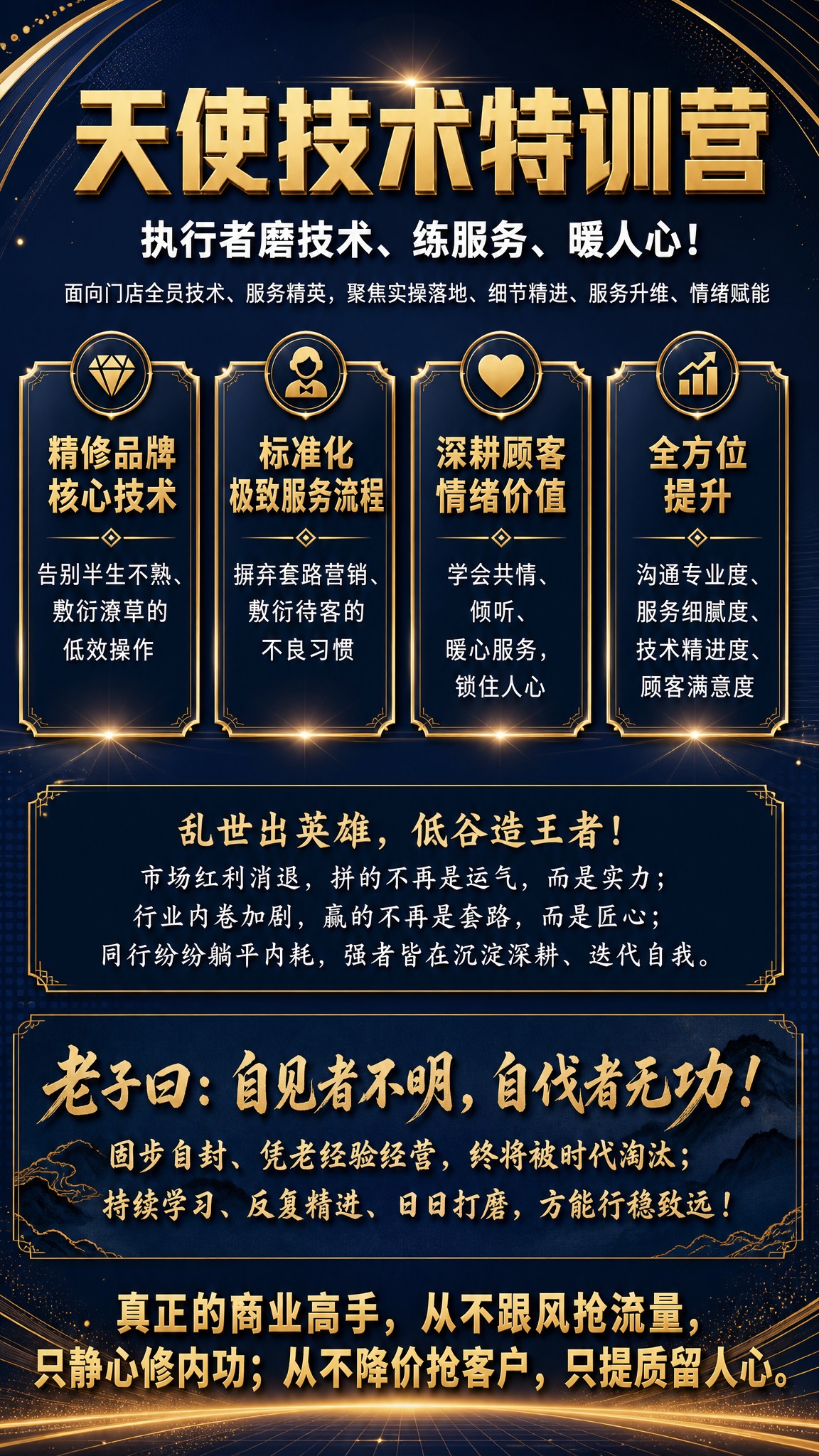 一张高端招商风格课程招生海报，竖版9:16，蓝色与黑金配色，深… - 图片创意预览