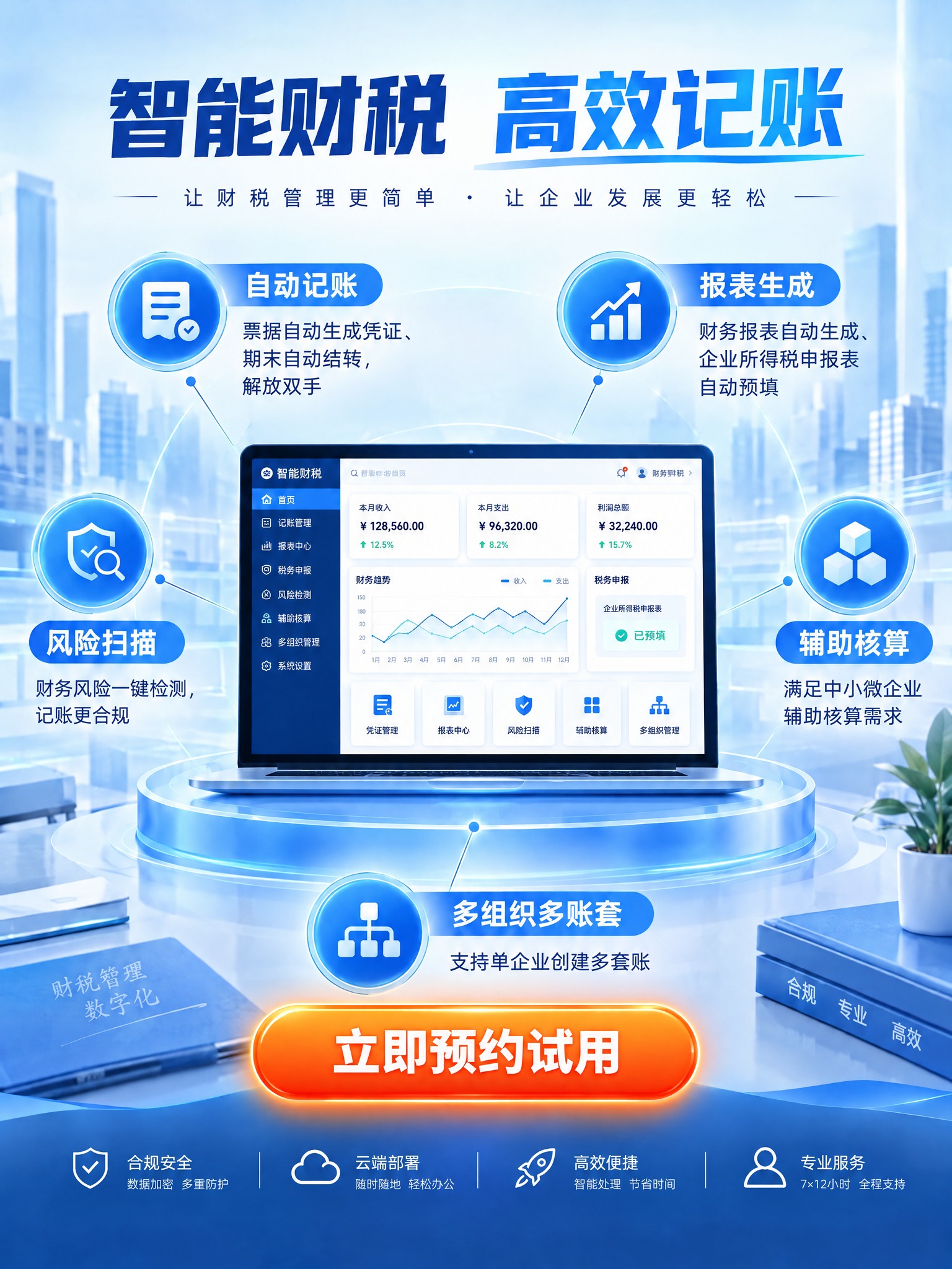 在海报底部中央位置添加一个醒目的橙色圆角矩形按钮，按钮上有白色… - 图片创意预览