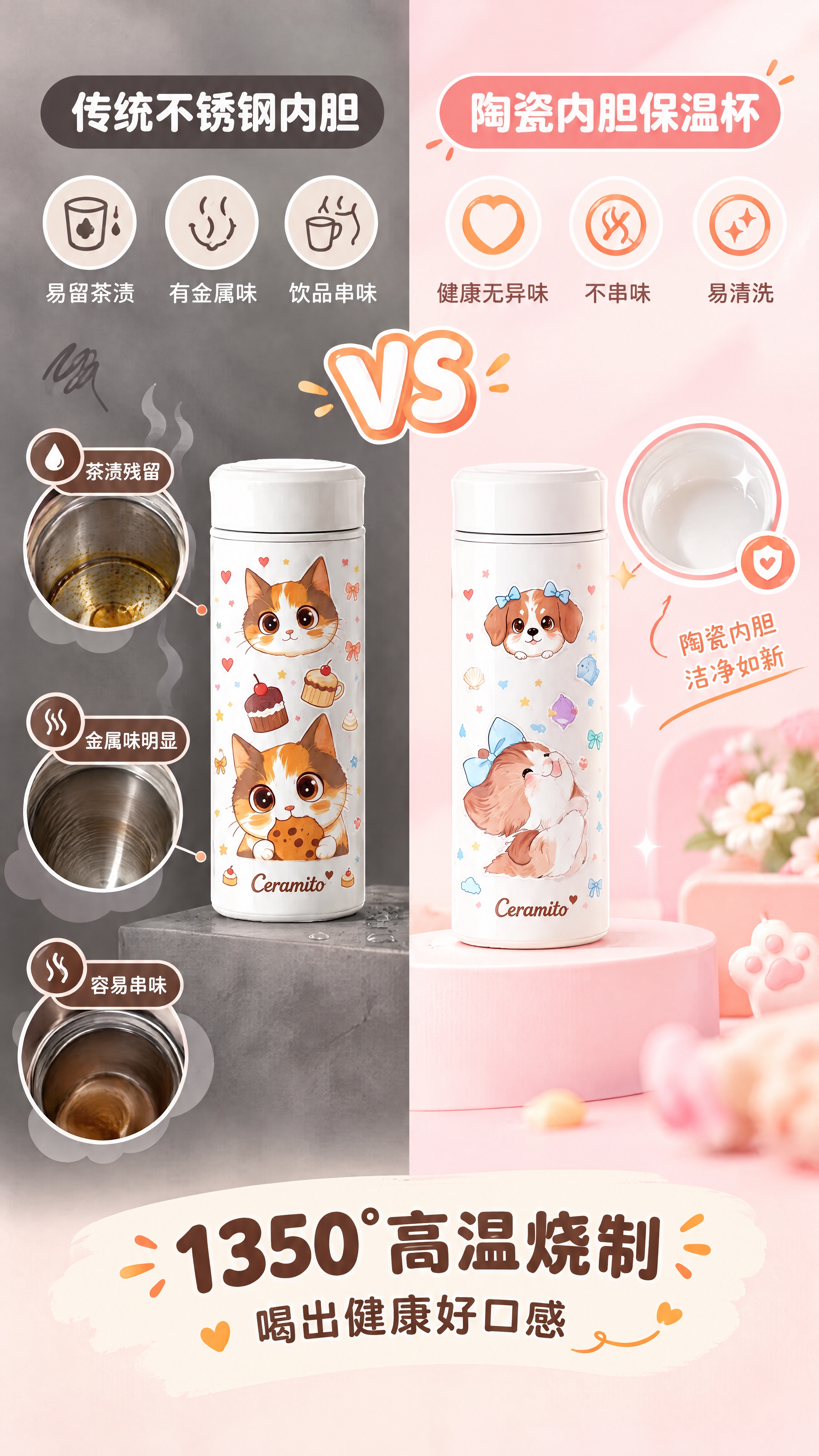 [商品] 使用【图1】Ceramito保温杯（猫咪款为主）；保… - 图片创意预览