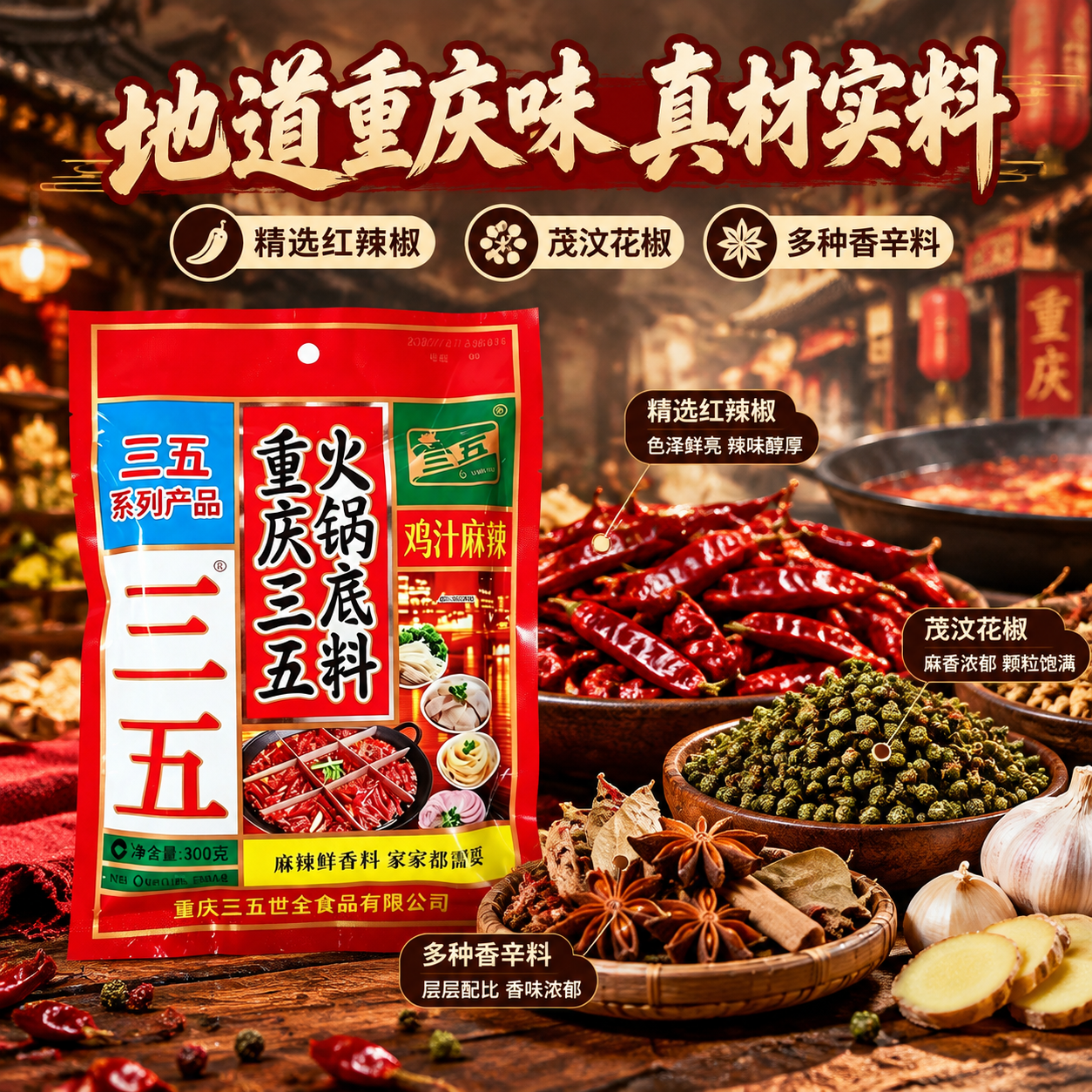 [主图-2] 核心亮点与溯源，主题为重庆地道风味与品质原料，建… - 图片创意预览