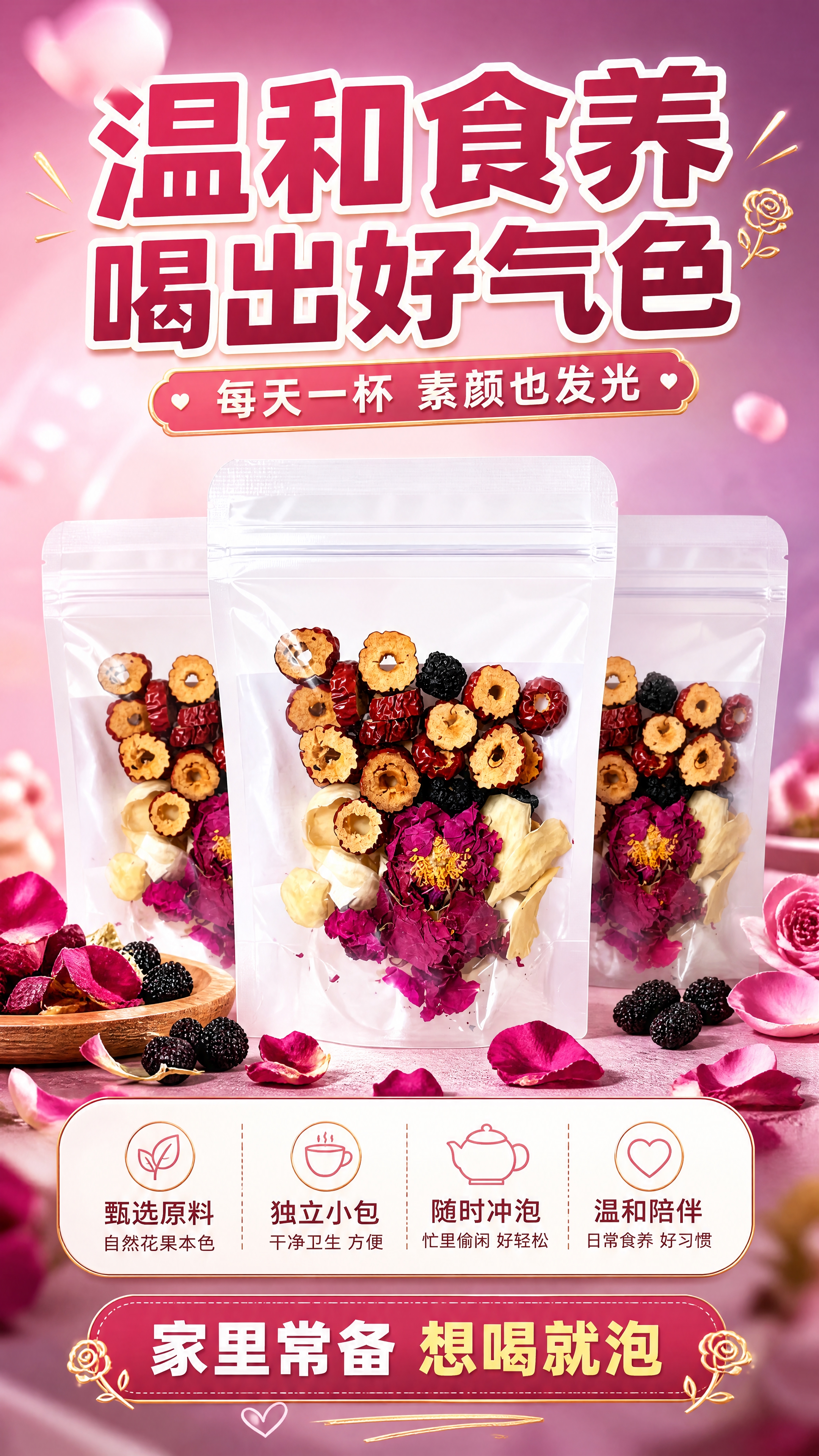 [商品] 使用【图1】玫瑰桑葚茯苓茶透明袋正面图；保留透明袋形… - 图片创意预览