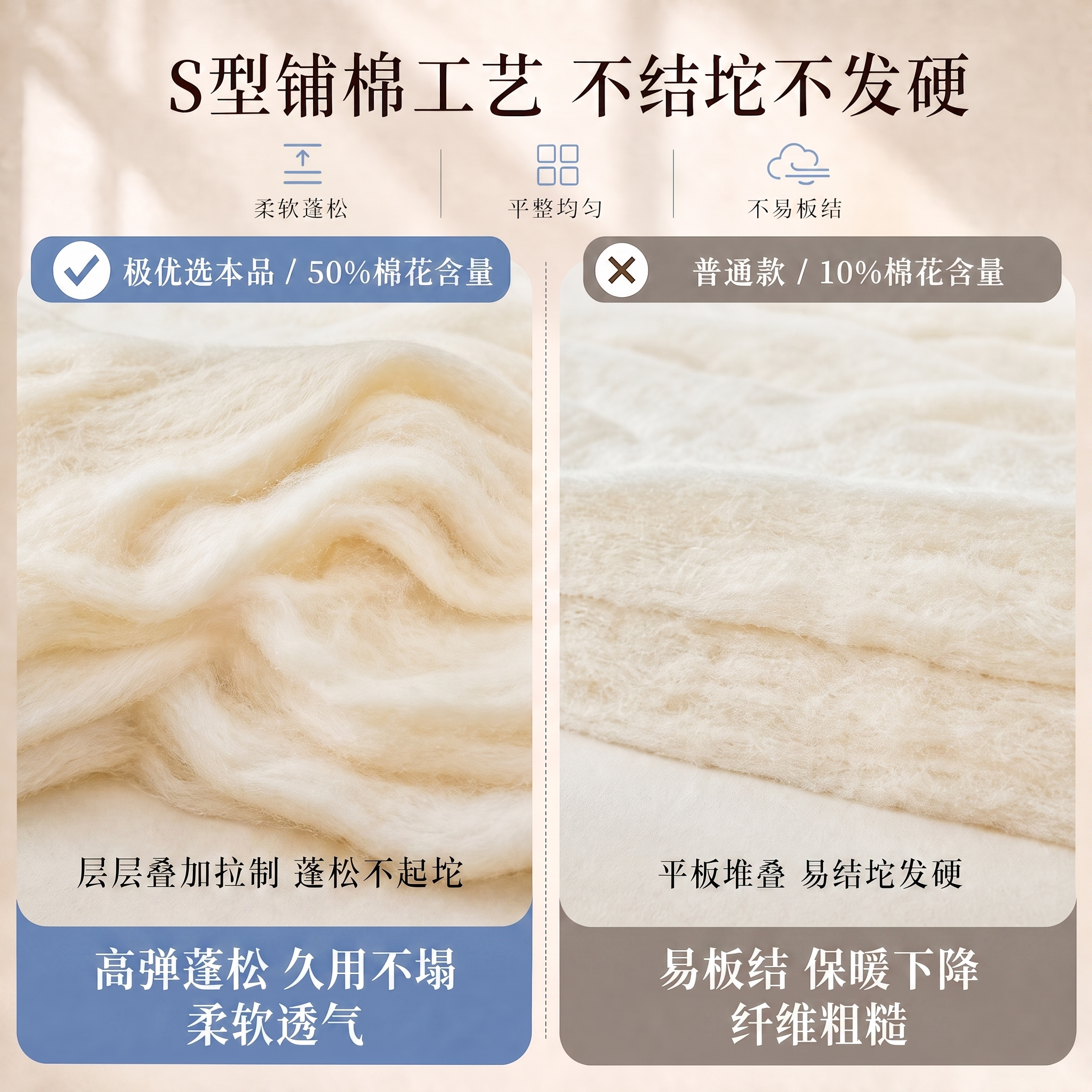 不是让你改工艺，我要的是50%棉花含量和10%棉花含量的填充棉… - 图片创意预览