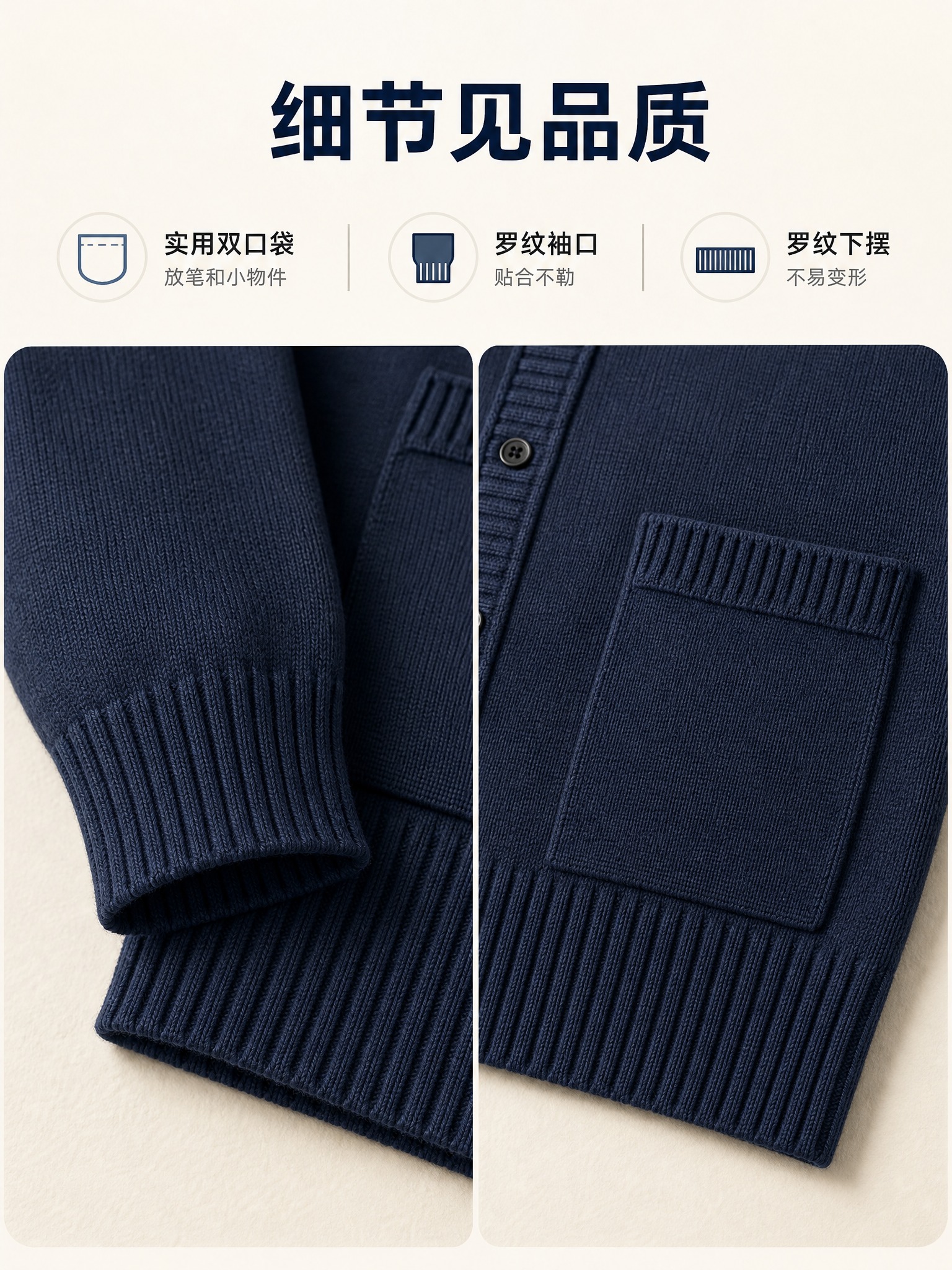 [商品] 使用【图1】藏青色V领护士毛衣开衫；商品处理：保留双… - 图片创意预览