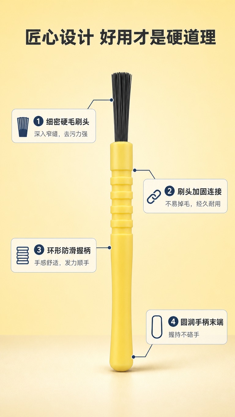 [商品] 使用【图1】黄色手柄黑色硬毛缝隙清洁刷；保留黄色塑料… - 图片创意预览