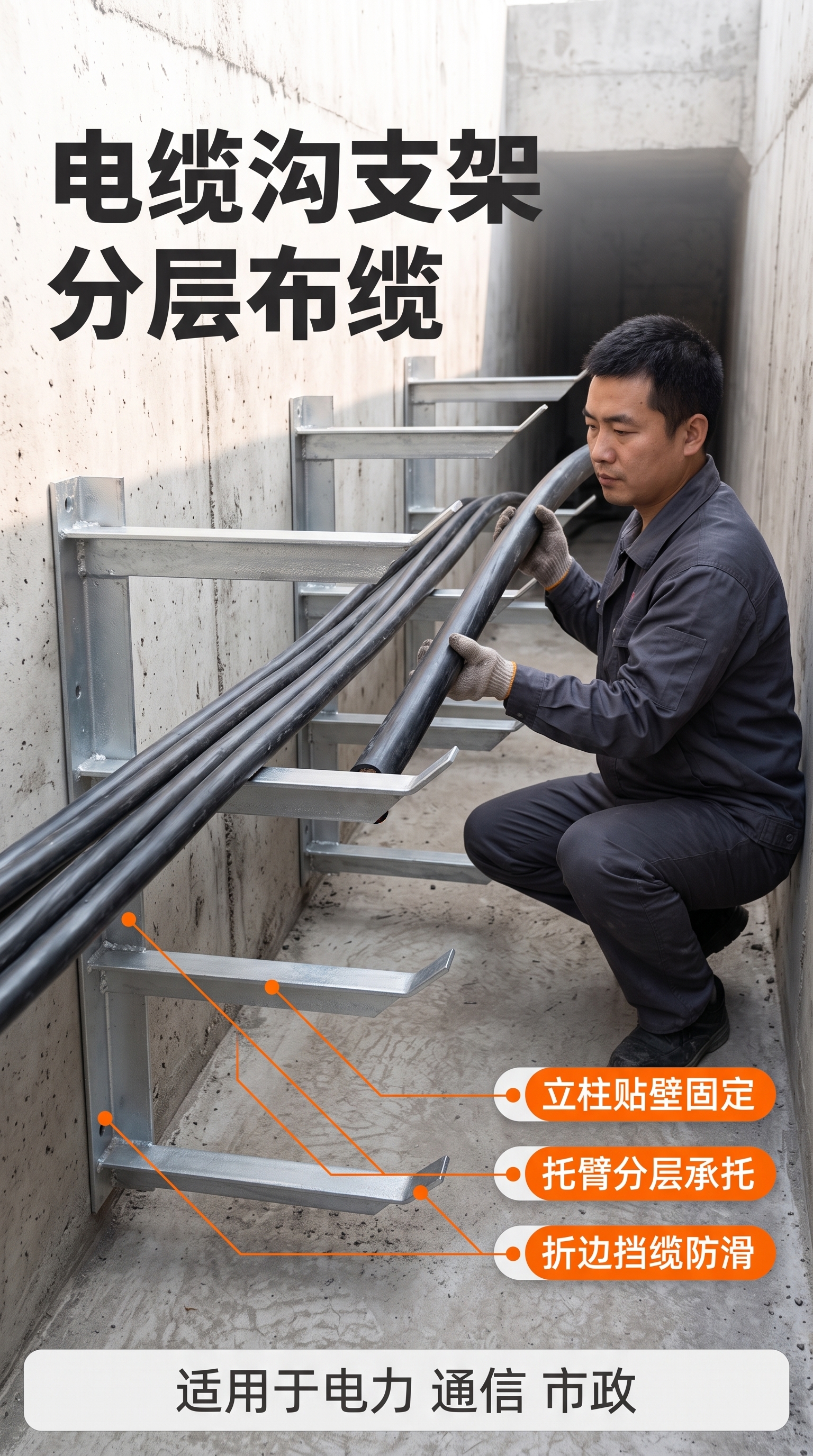 [商品] 使用【图1】镀锌钢电缆支架；沟内三件支架须与该图结构… - 图片创意预览