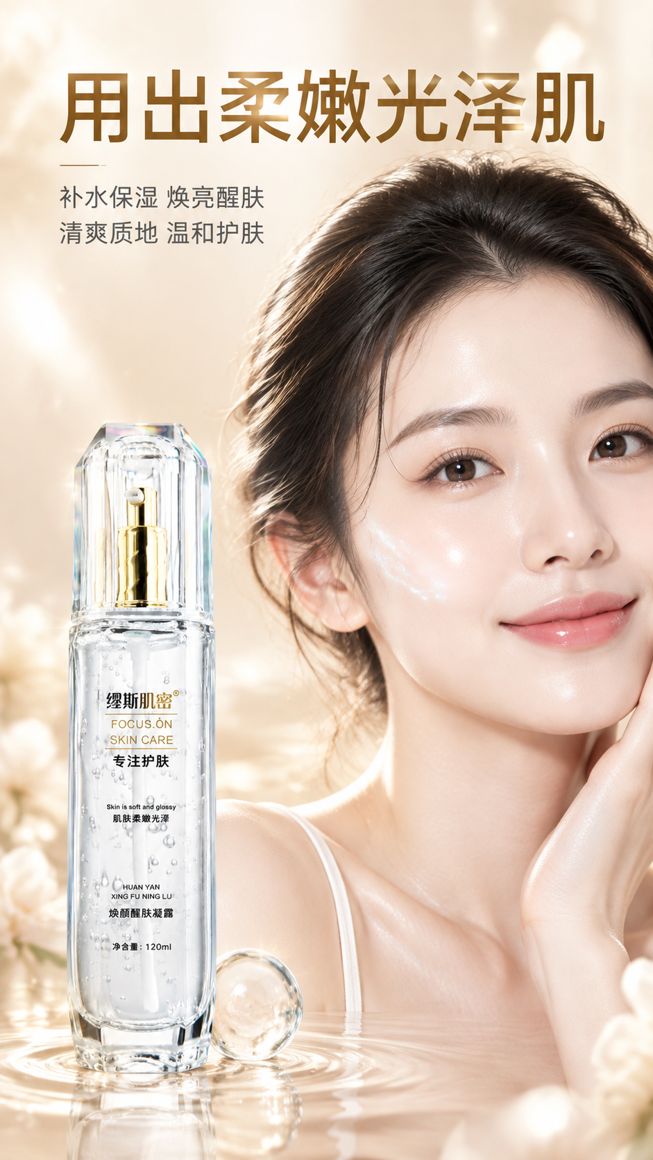 [主图-4] 真人实证肤感效果，展示使用后肌肤柔嫩光泽的状态，… - 图片创意预览