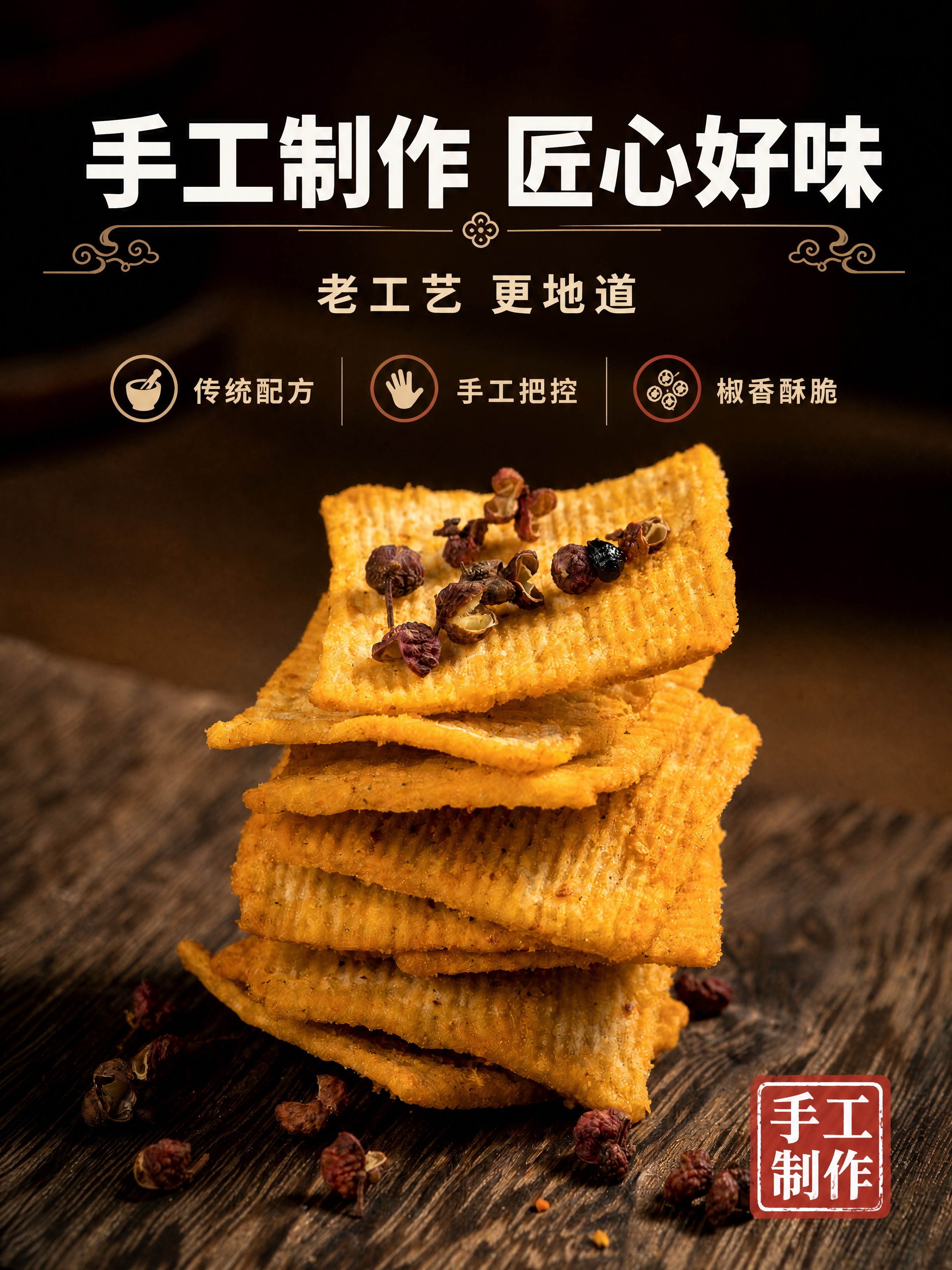 [商品] 使用【图7】堆叠的花椒锅巴+散落花椒实拍图；保留锅巴… - 图片创意预览