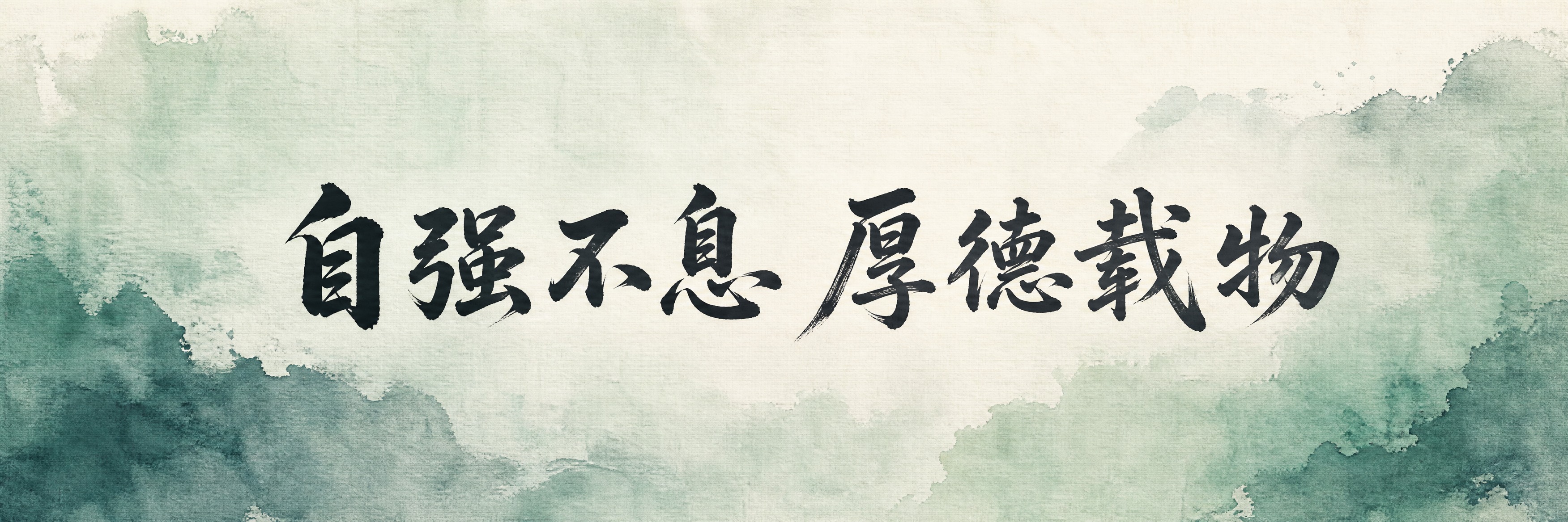 手拉旗横幅设计，横版长条形。水彩手绘风格渐变背景，墨青色与石绿… - 图片创意预览