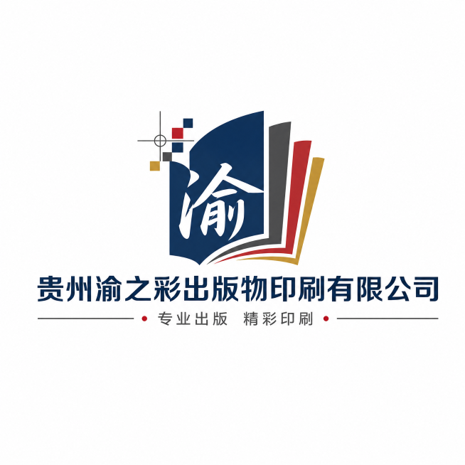 贵州渝之彩出版物印刷有限公司LOGO设计，简约现代风格，体现出版印刷行业特点，包含公司名称文字，配色沉稳专业，适合商业品牌使用预览效果