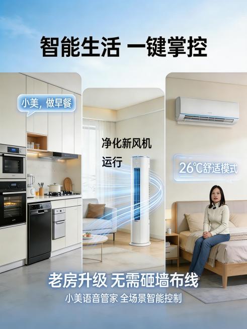 去除图片右下角的'豆包AI生成'水印，保持原图内容、构图和所有元素不变，补全水印遮挡区域，保留所有文字和家电场景信息，画质保持清晰预览效果