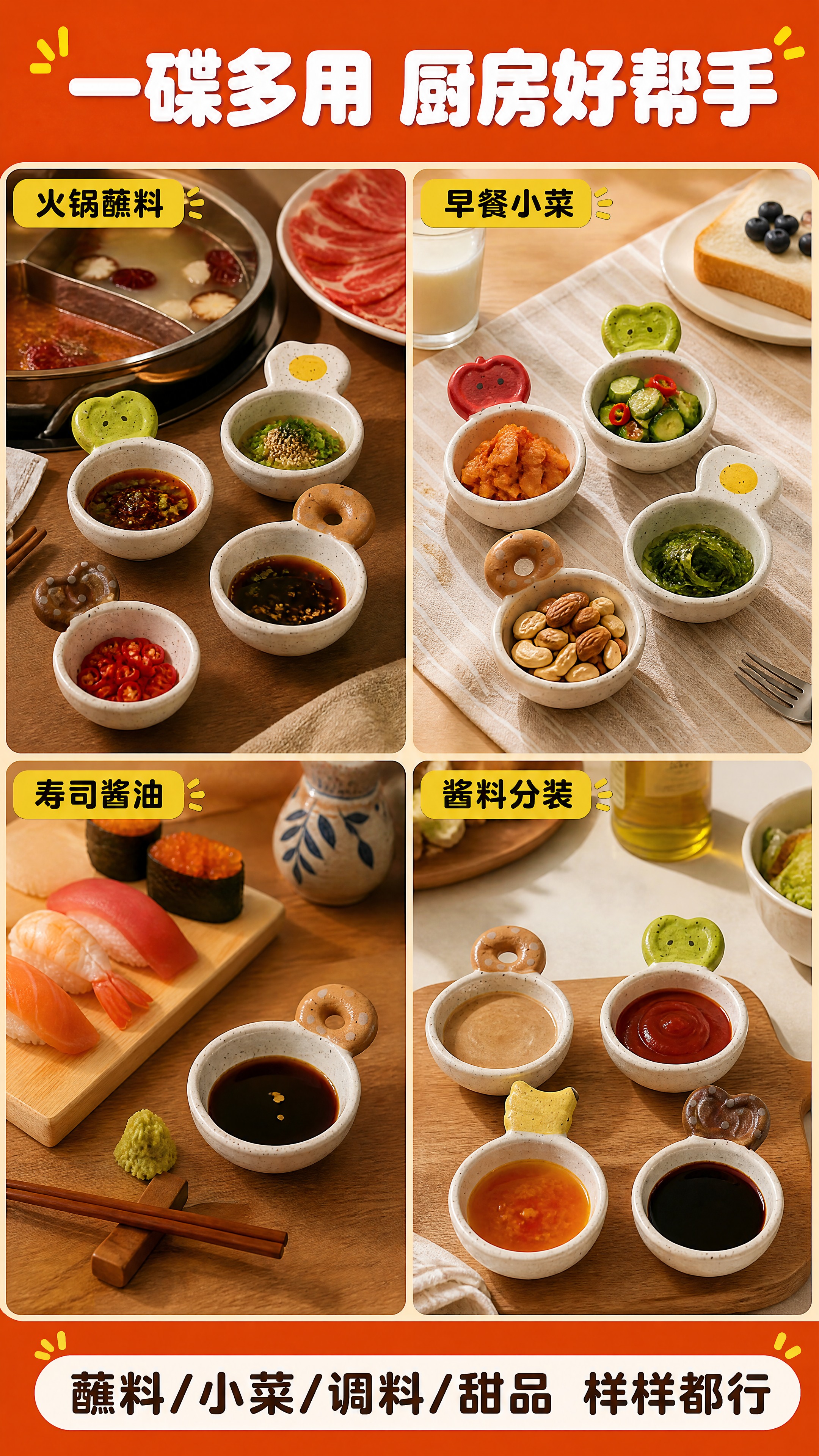 [商品] 使用【图1】中的磨砂陶瓷小料碟；保留白色磨砂陶瓷带黑… - 图片创意预览