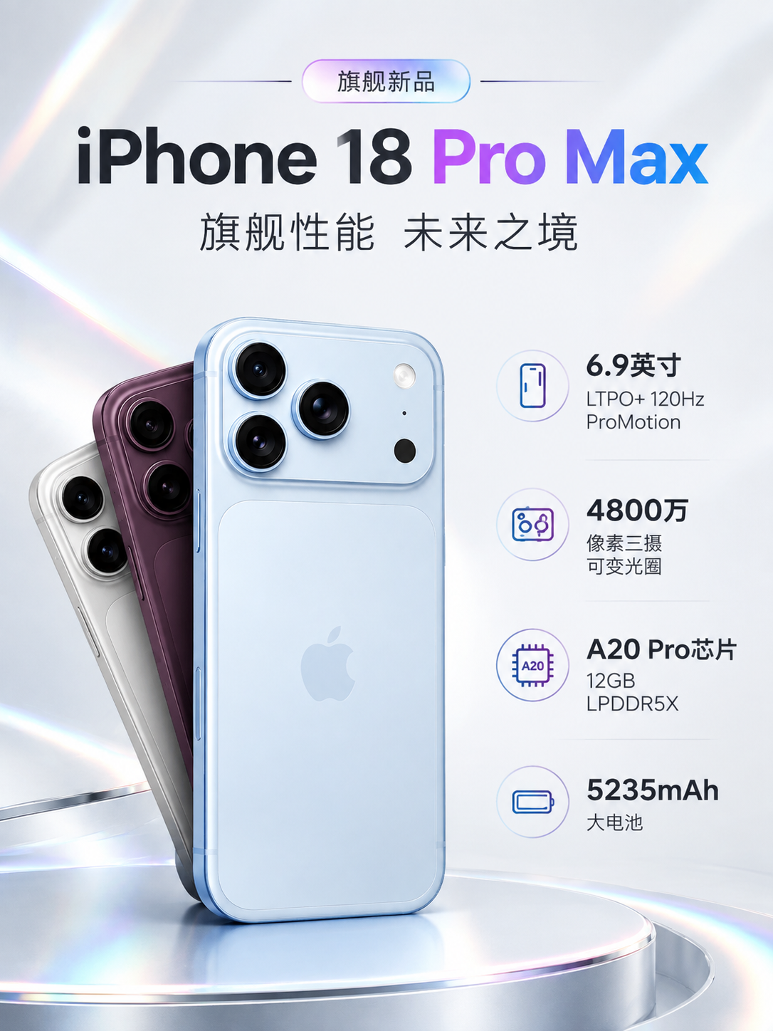 基于上传的iPhone 18 Pro Max手机产品图，重新设… - 图片创意预览